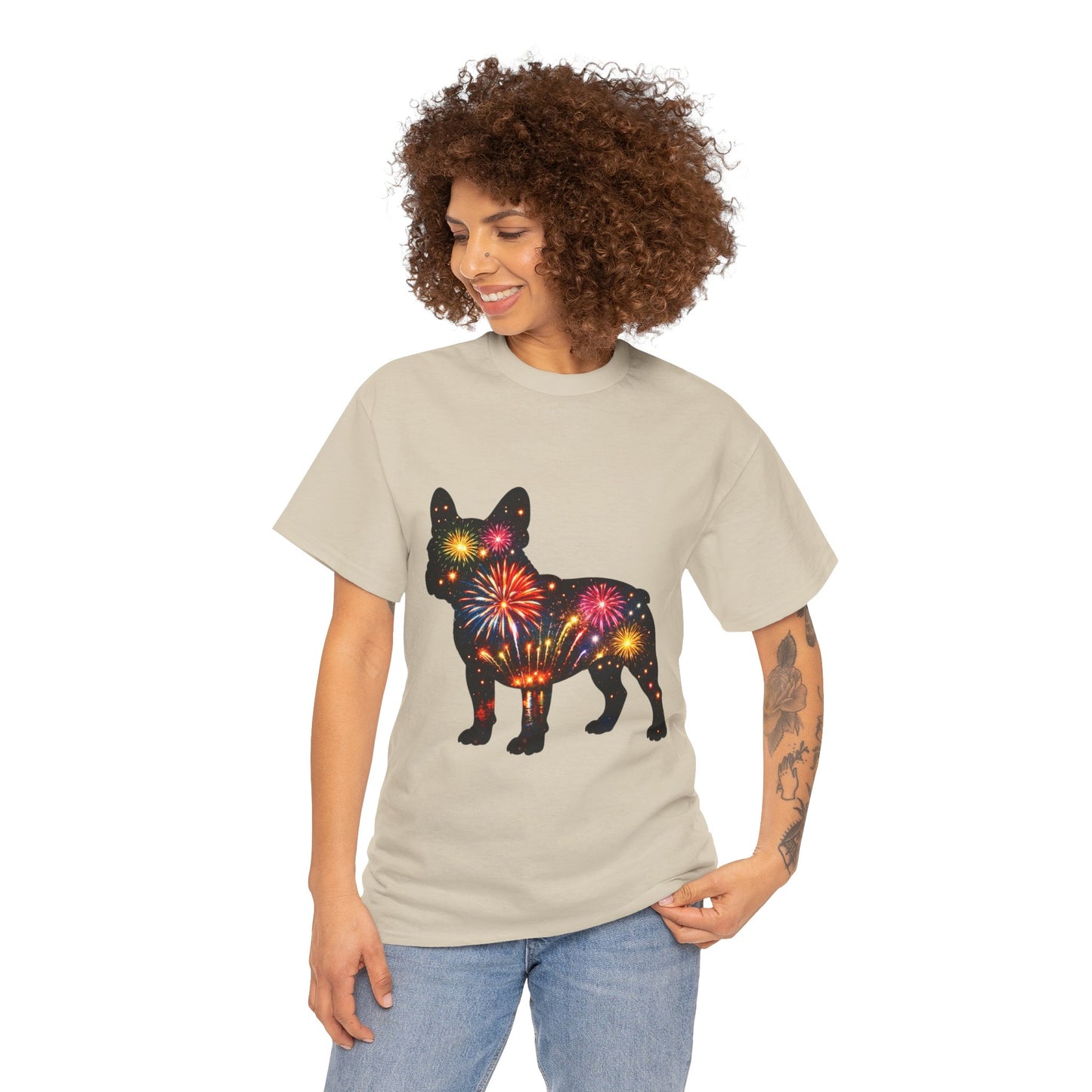 Patriotic French Bulldog Shirt, Fireworks Frenchie Tee, Fourth of July Dog Lover Shirt, Independence Day French Bulldog Gift, USA Dog Tee