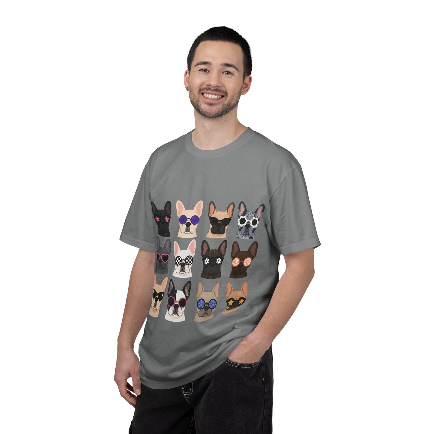 French Bulldog Sunglasses Shirt, Frenchie Faces Tee, Cute French Bulldog Shirt, Colorful Frenchie Dog Lover Gift, Dog Mom Graphic Tee