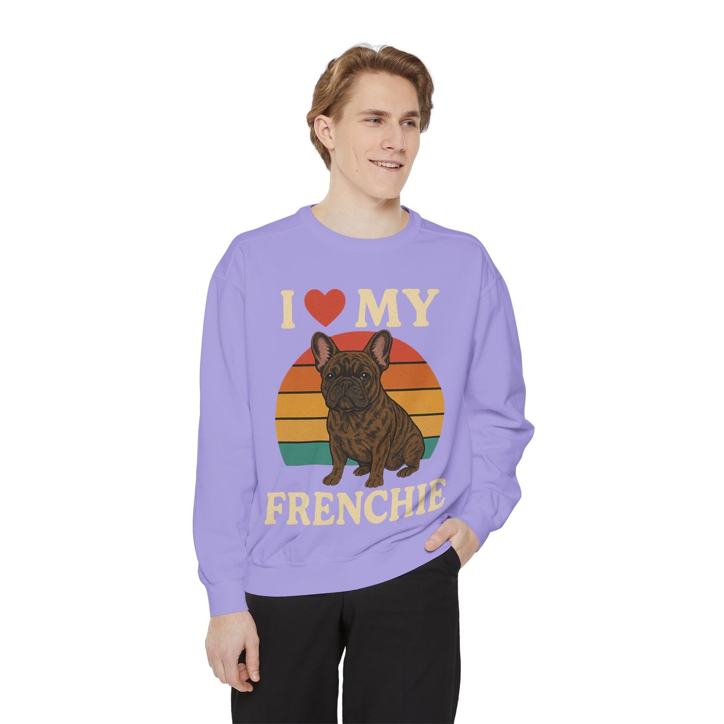 Retro Brindle French Bulldog Pullover | Vintage Frenchie Sweatshirt | Cute Dog Lover Gift | Unisex Cozy French Bulldog Sweater