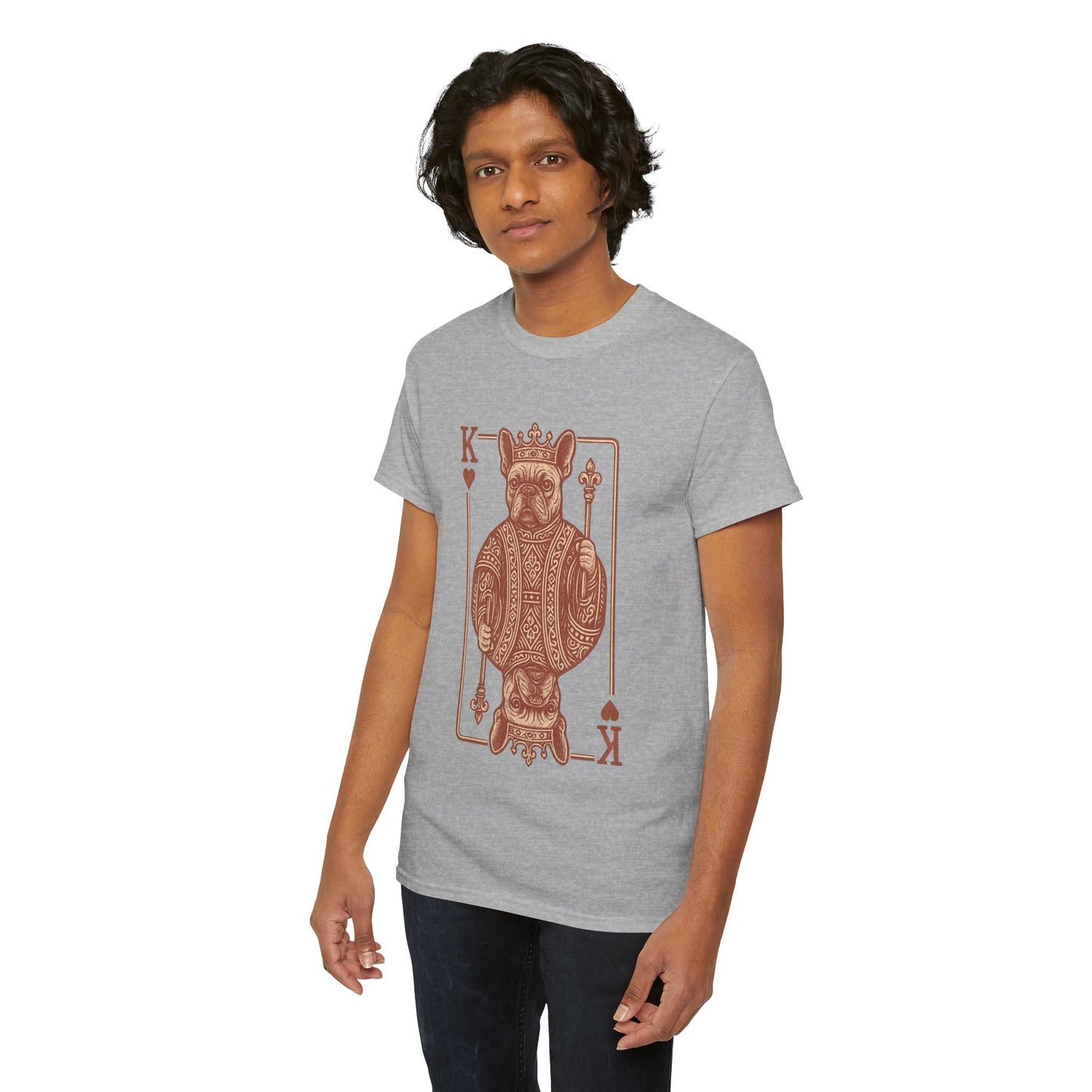 King French Bulldog Shirt, Frenchie Playing Card Tee, Royal Frenchie T-Shirt, Vintage French Bulldog Graphic Shirt, Dog Lover Gift, King of Hearts Frenchie Tee