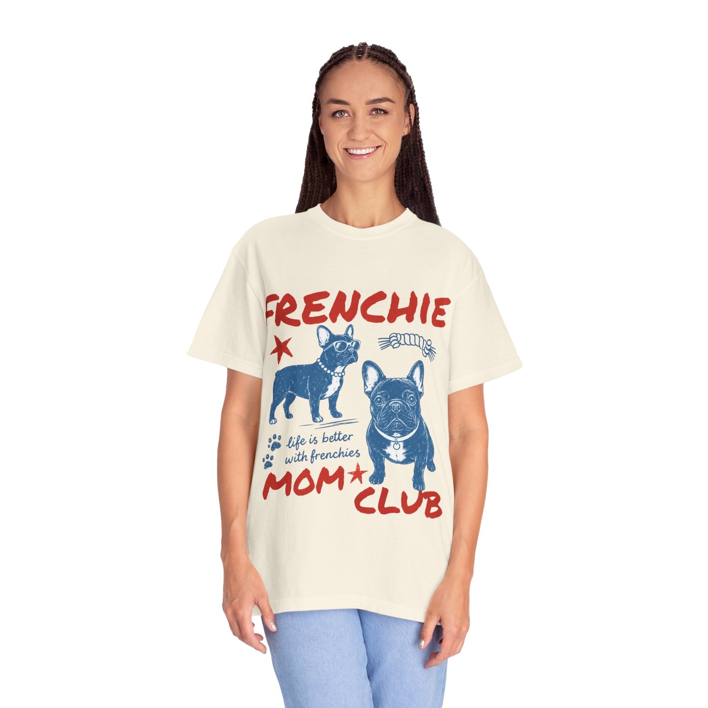 Frenchie Mom Club Shirt, French Bulldog Mom Tee, Frenchie Mama Shirt, Dog Mom Gift, Vintage French Bulldog Graphic Tee, Frenchie Lover Shirt