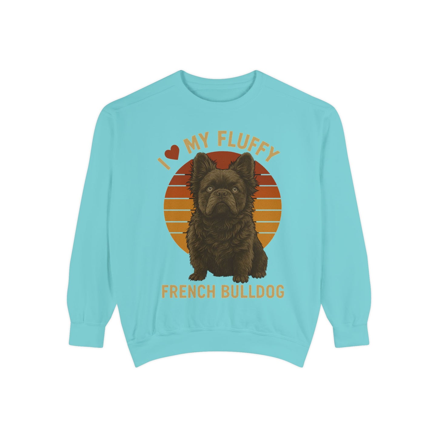 Fluffy French Bulldog Sweatshirt – I Love My Fluffy Frenchie Pullover, Retro Dog Lover Sweater, Cute Fluffy Frenchie Gift for Women & Men