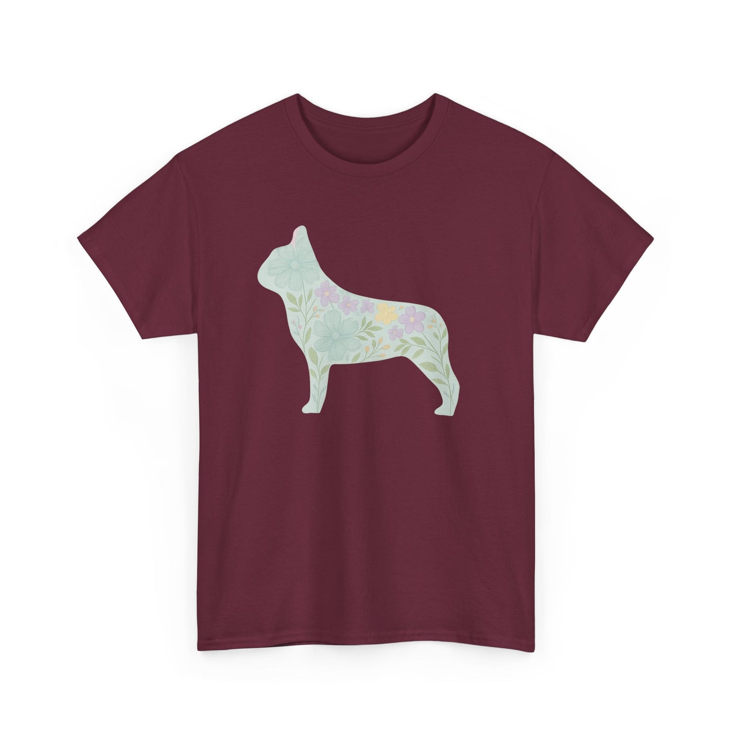 Floral French Bulldog T-Shirt | Pastel Dog Lover Tee | Soft Floral Frenchie Silhouette Shirt | Cute Gift for French Bulldog Moms
