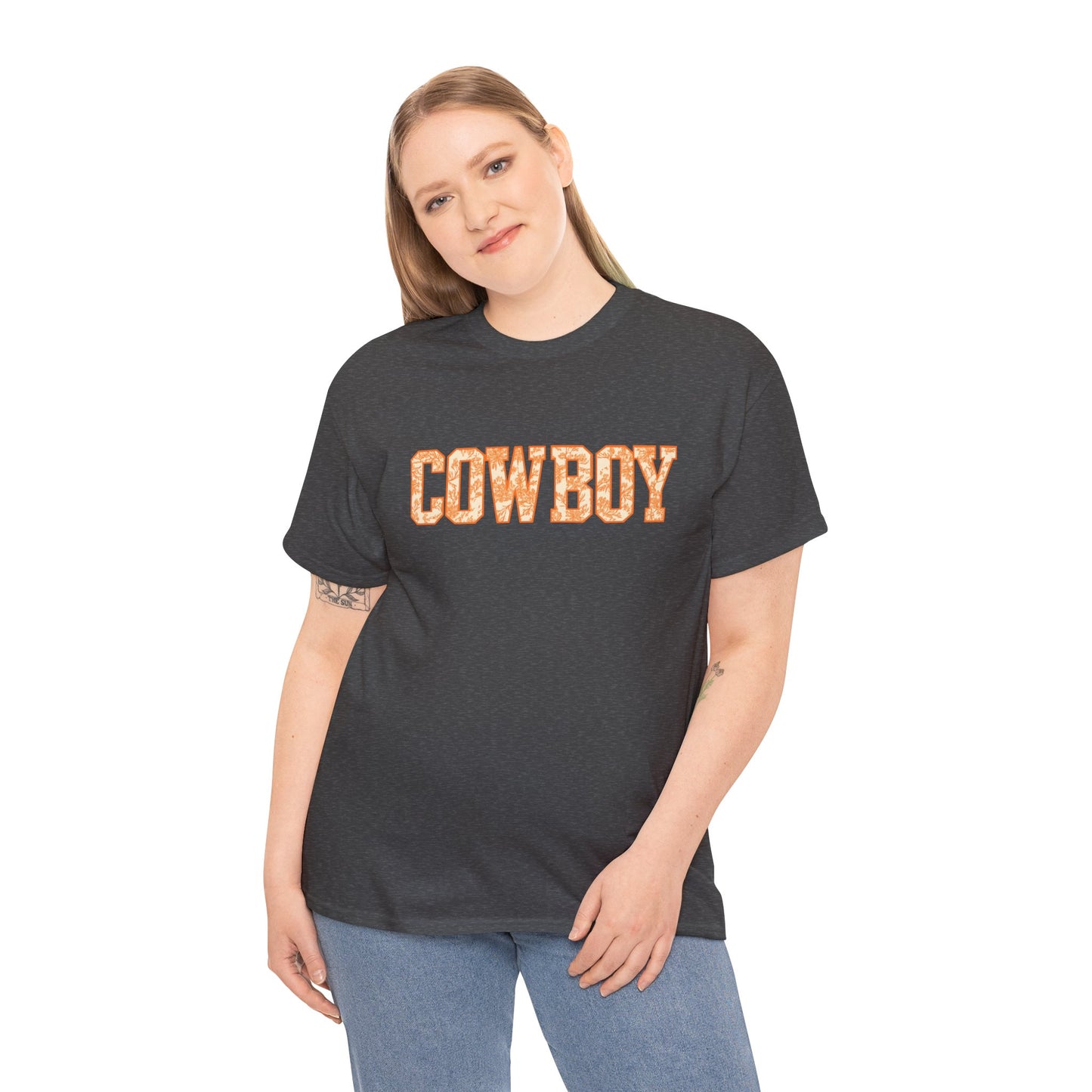 Cowboy Shirt | Western Graphic Tee | Orange Cowboy Typography Shirt | Oklahoma Football Tee | Country Style Cowboy Fan Gift