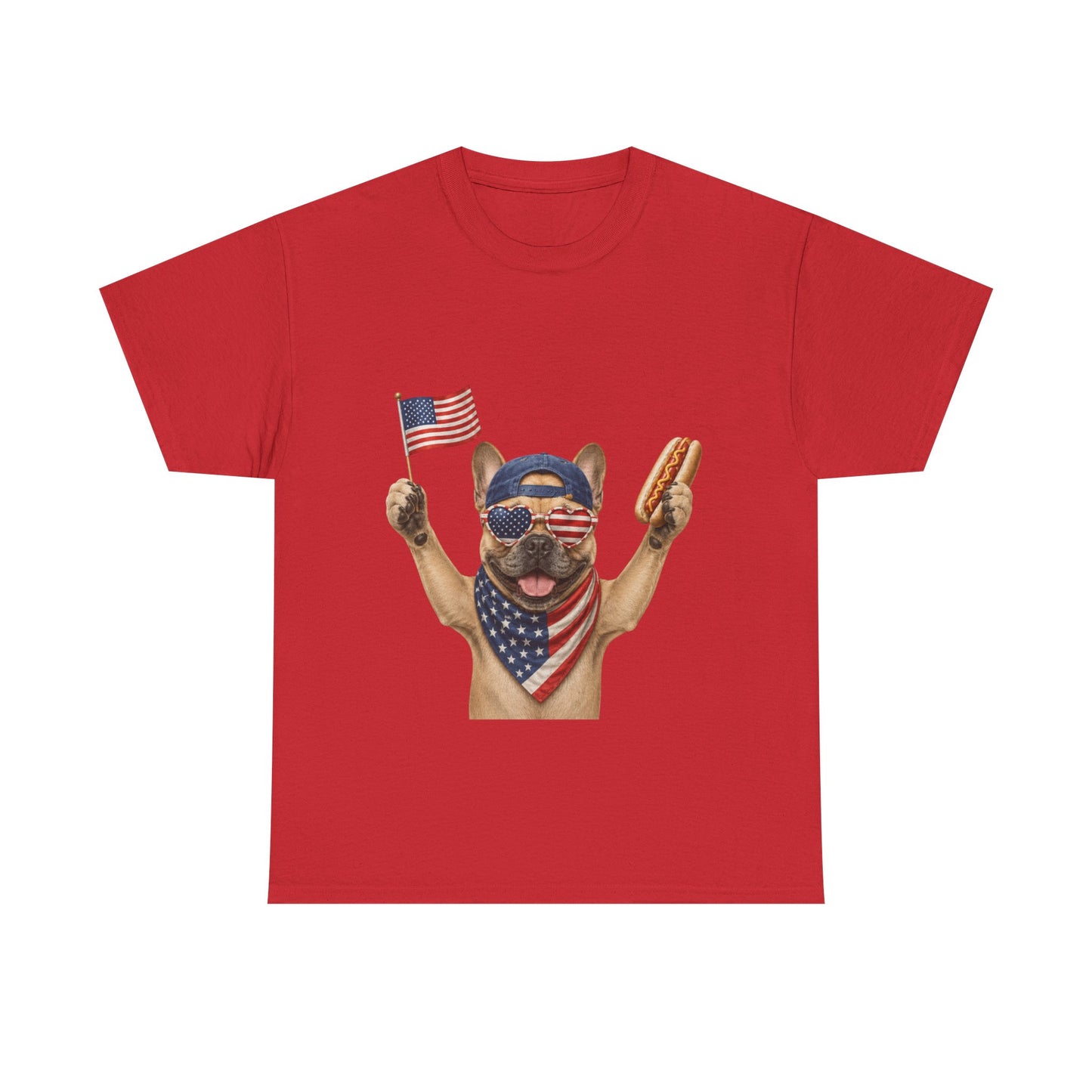 Patriotic French Bulldog Shirt, Funny Frenchie 4th of July Tee, American Flag Dog Shirt, Hot Dog French Bulldog Gift, USA Dog Lover Shirt