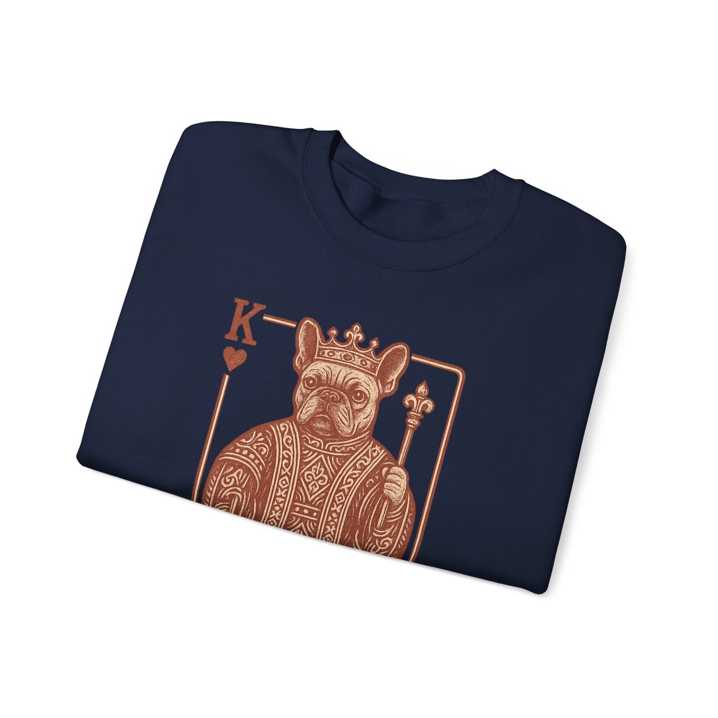 King French Bulldog Sweatshirt, Frenchie Playing Card Crewneck, Royal French Bulldog Pullover, King of Hearts Frenchie Sweatshirt, Vintage Dog Lover Gift