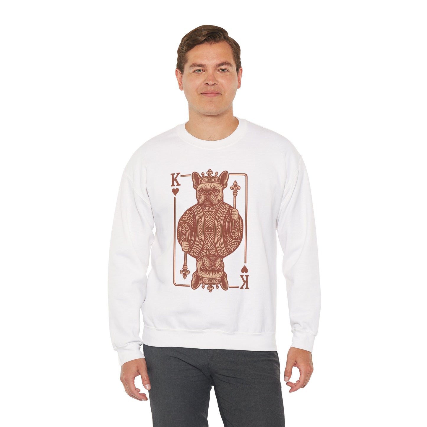 King French Bulldog Sweatshirt, Frenchie Playing Card Crewneck, Royal French Bulldog Pullover, King of Hearts Frenchie Sweatshirt, Vintage Dog Lover Gift