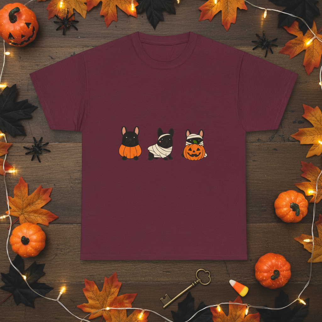 Pumpkin Frenchie T-Shirt | Fall French Bulldog Shirt | Cute Halloween Dog Lover Tee | Autumn Frenchie Graphic Tee for Her or Him