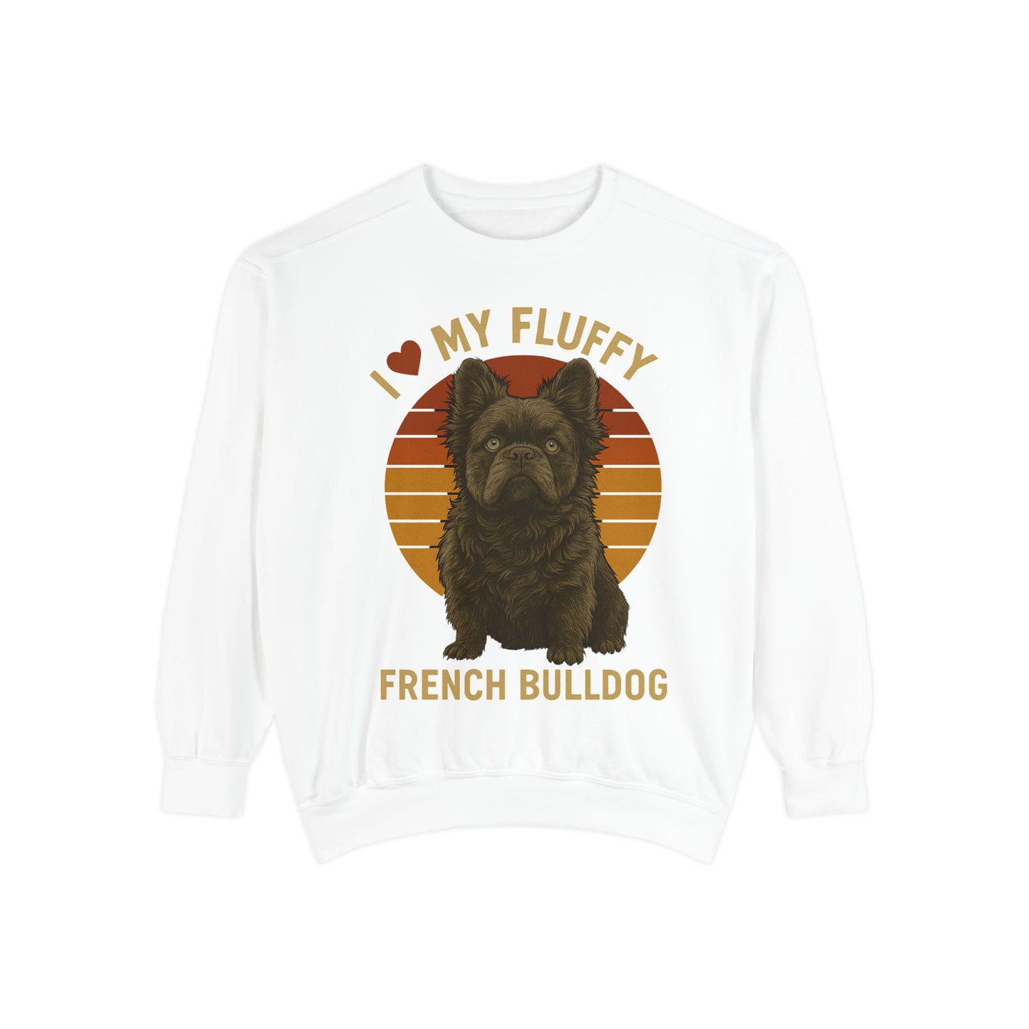 Fluffy French Bulldog Sweatshirt – I Love My Fluffy Frenchie Pullover, Retro Dog Lover Sweater, Cute Fluffy Frenchie Gift for Women & Men