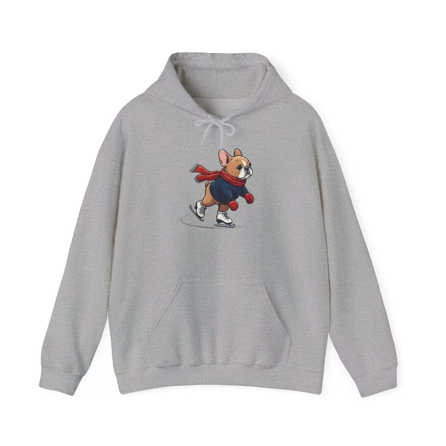 Ice Skating Frenchie Hoodie – Cute Winter French Bulldog Sweatshirt, Holiday Dog Lover Gift, Cozy Skating Pup Hoodie, Frenchie Christmas Hoodie