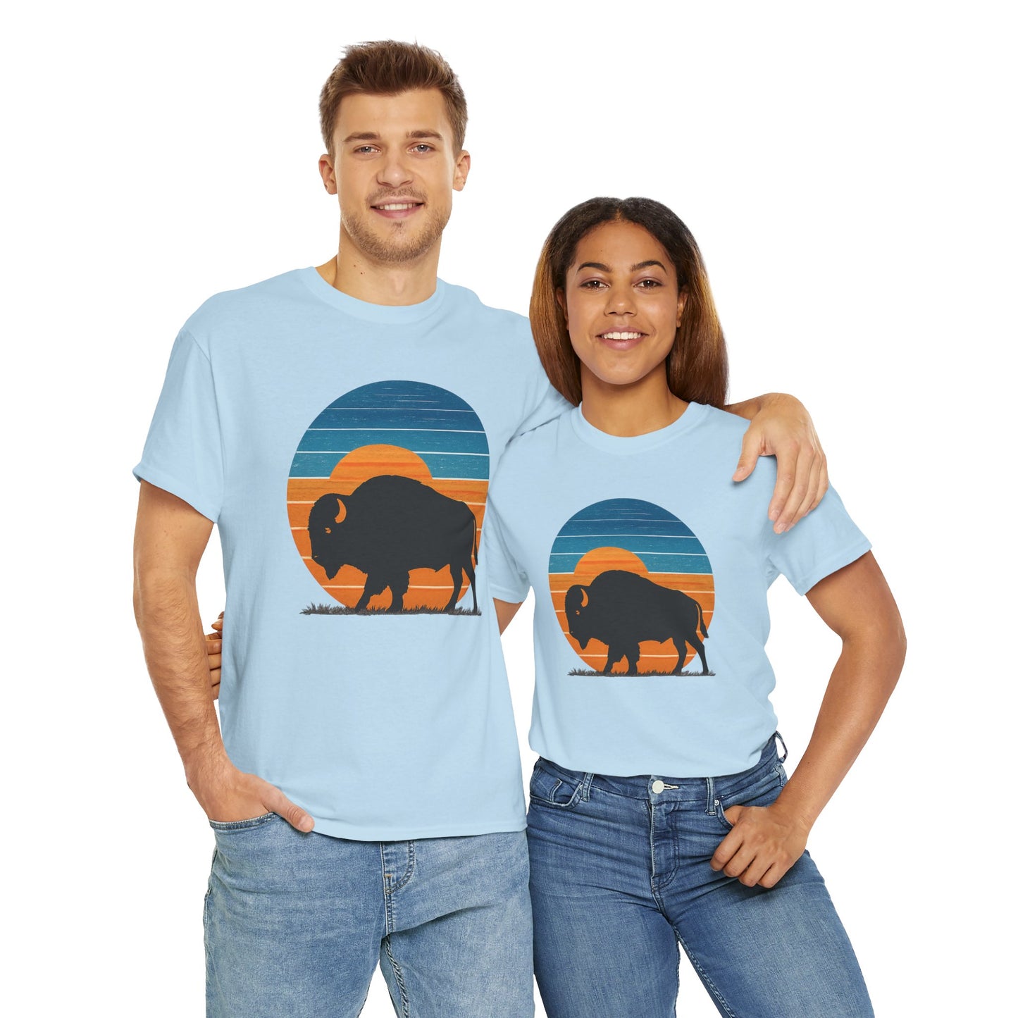 Oklahoma Bison Sunset Shirt | Retro Buffalo Tee | OKC Basketball Colors T-Shirt