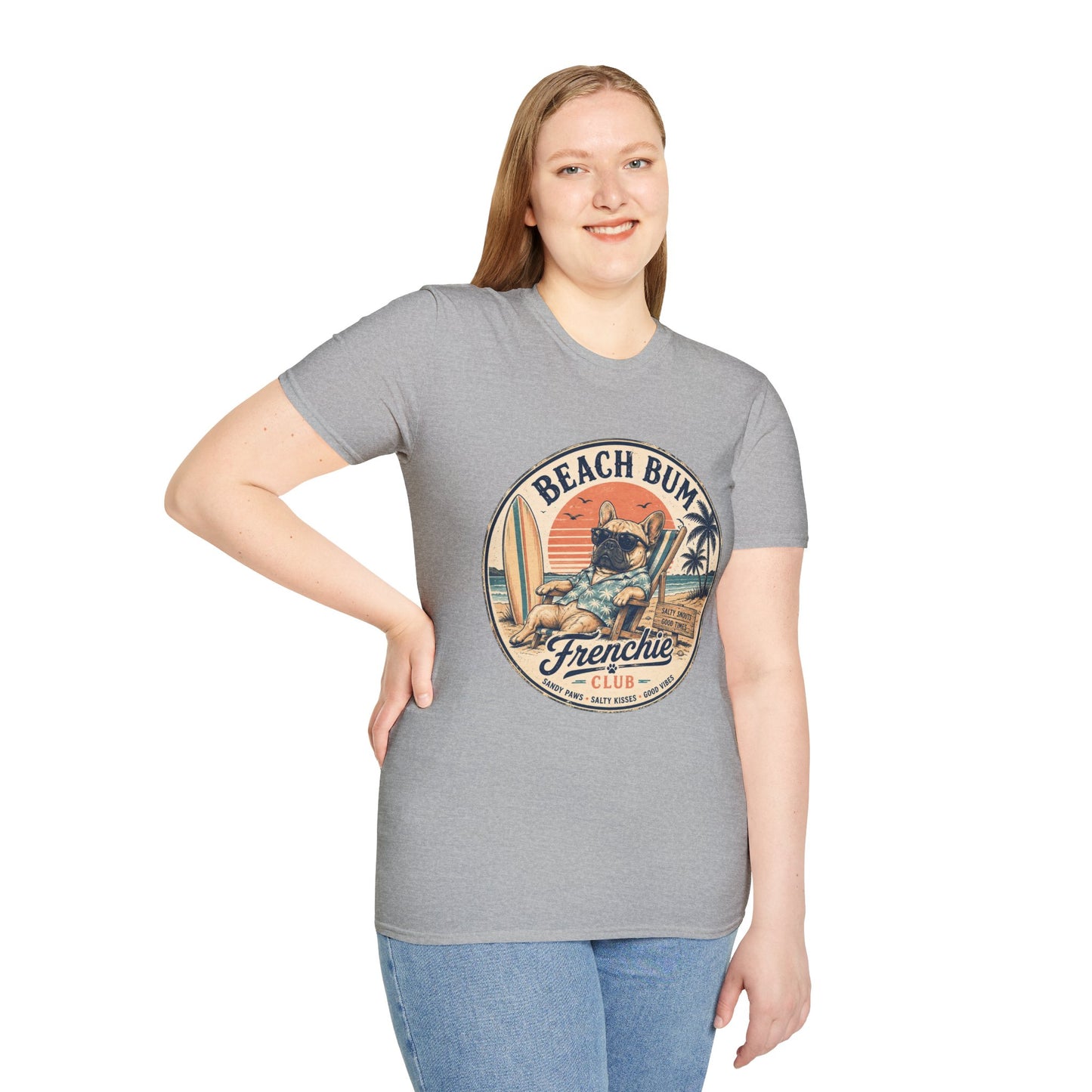 Beach Bum French Bulldog Shirt, Frenchie Beach Club Tee, Summer Frenchie Shirt, Dog Mom Beach Shirt, Coastal French Bulldog Graphic Tee