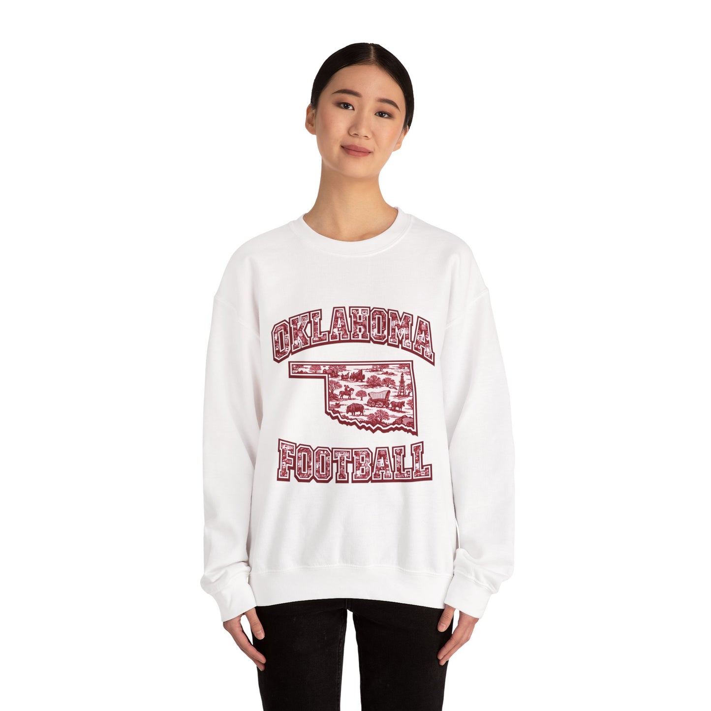 Oklahoma Football Sweatshirt, Oklahoma State Toile Crewneck, Crimson Game Day Sweatshirt, Oklahoma Fan Gift, Vintage Football Crewneck, sooner