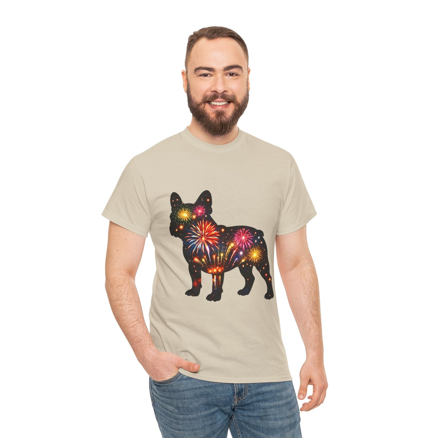 Patriotic French Bulldog Shirt, Fireworks Frenchie Tee, Fourth of July Dog Lover Shirt, Independence Day French Bulldog Gift, USA Dog Tee