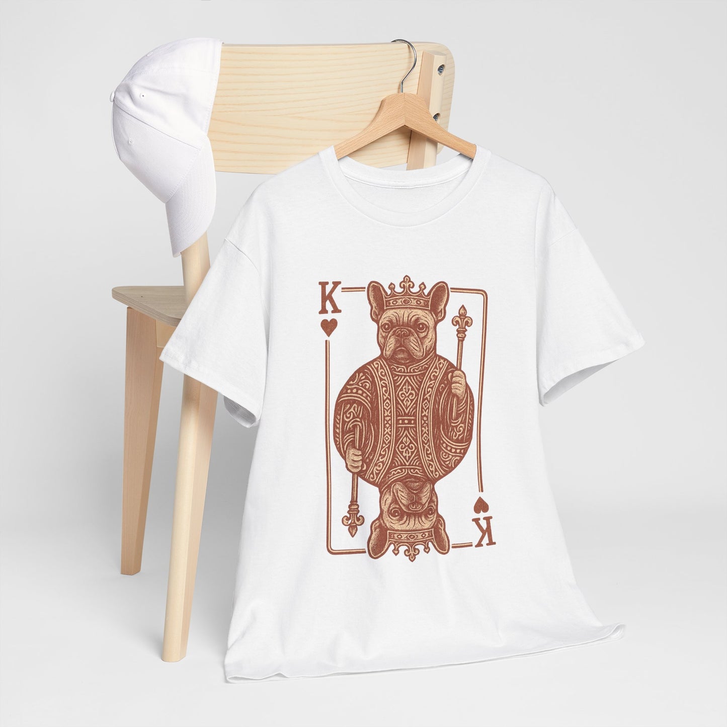 King French Bulldog Shirt, Frenchie Playing Card Tee, Royal Frenchie T-Shirt, Vintage French Bulldog Graphic Shirt, Dog Lover Gift, King of Hearts Frenchie Tee