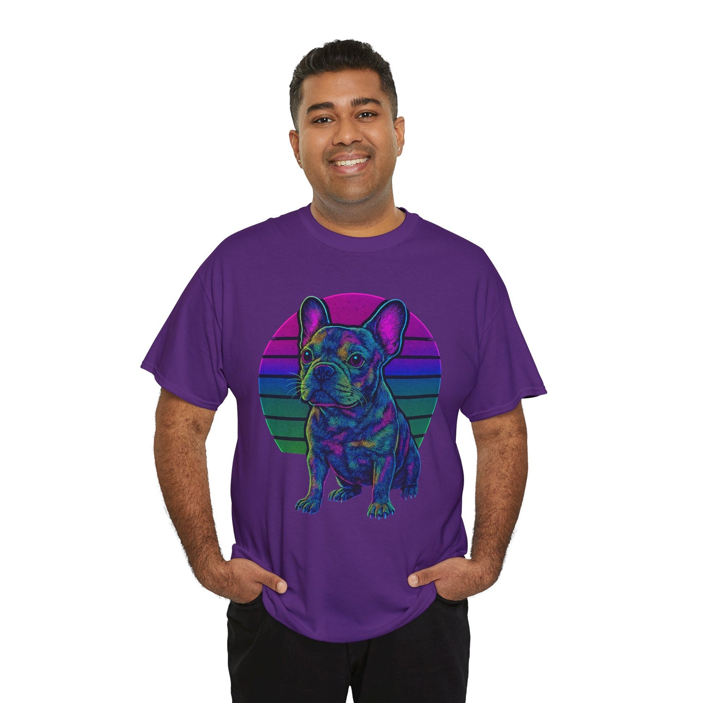 Neon French Bulldog T-Shirt | Retro 80s Frenchie Tee | Colorful Dog Lover Shirt | Electric Frenchie Gift for Men & Women