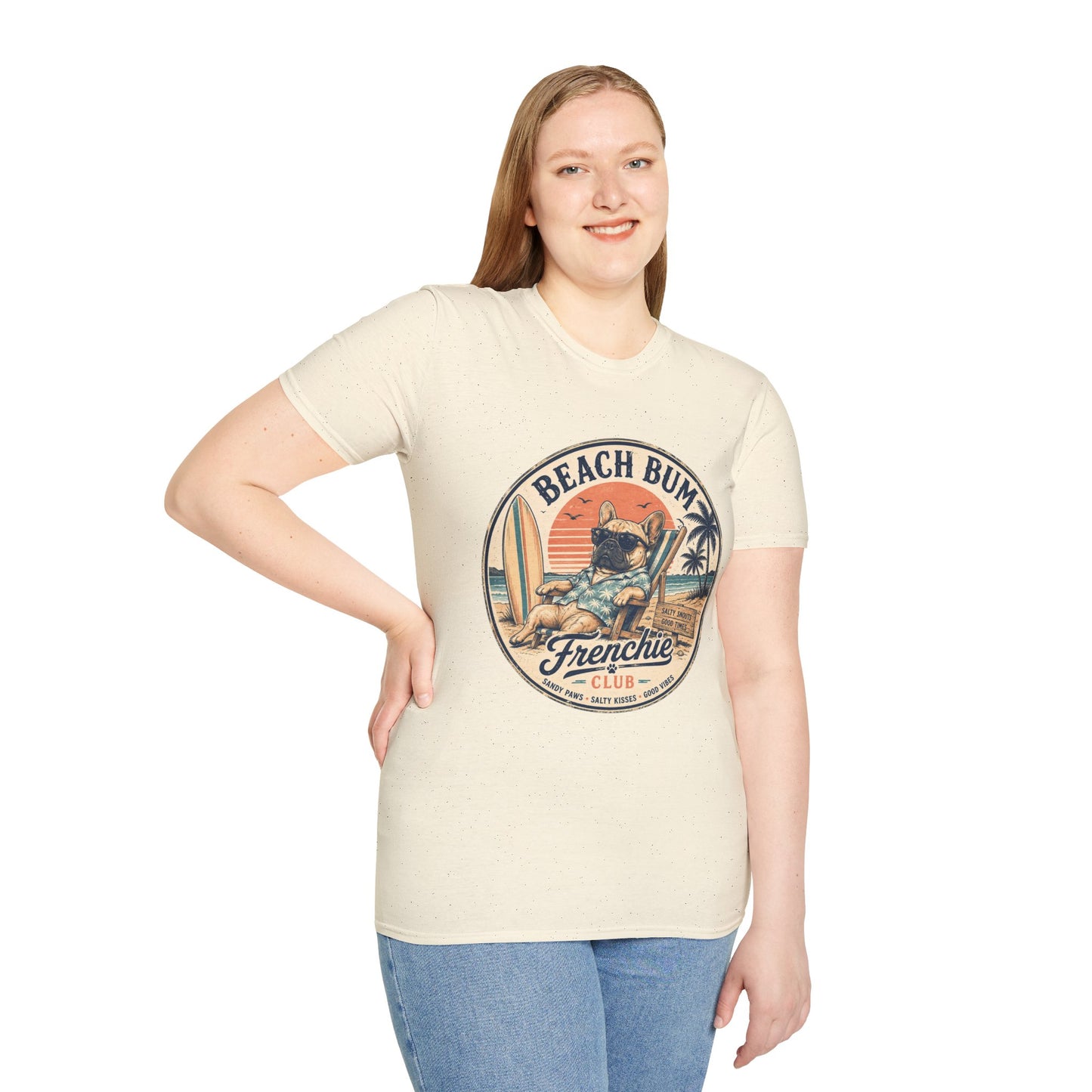 Beach Bum French Bulldog Shirt, Frenchie Beach Club Tee, Summer Frenchie Shirt, Dog Mom Beach Shirt, Coastal French Bulldog Graphic Tee
