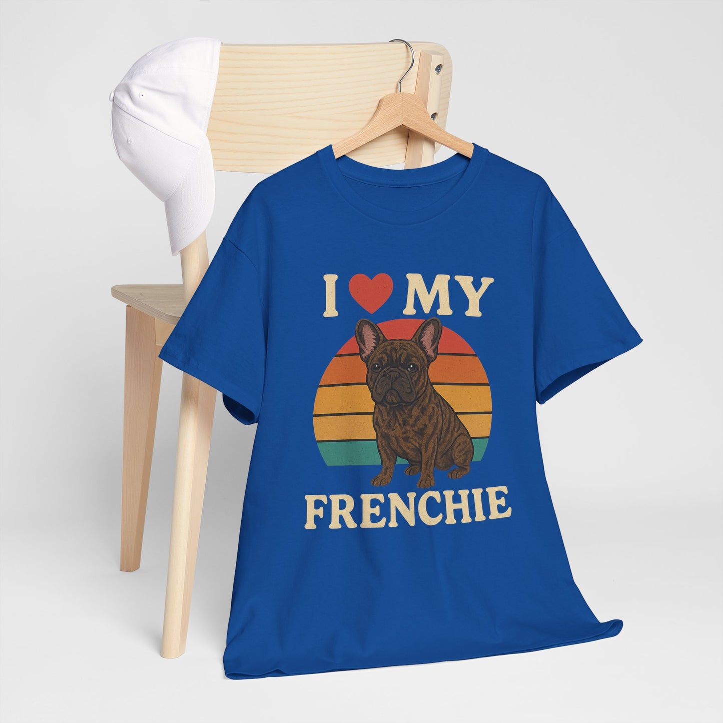 I Love My Frenchie T-Shirt | Retro French Bulldog Tee | Vintage Dog Lover Gift | Frenchie Mom & Dad Shirt | Brindle Bulldog Graphic Top