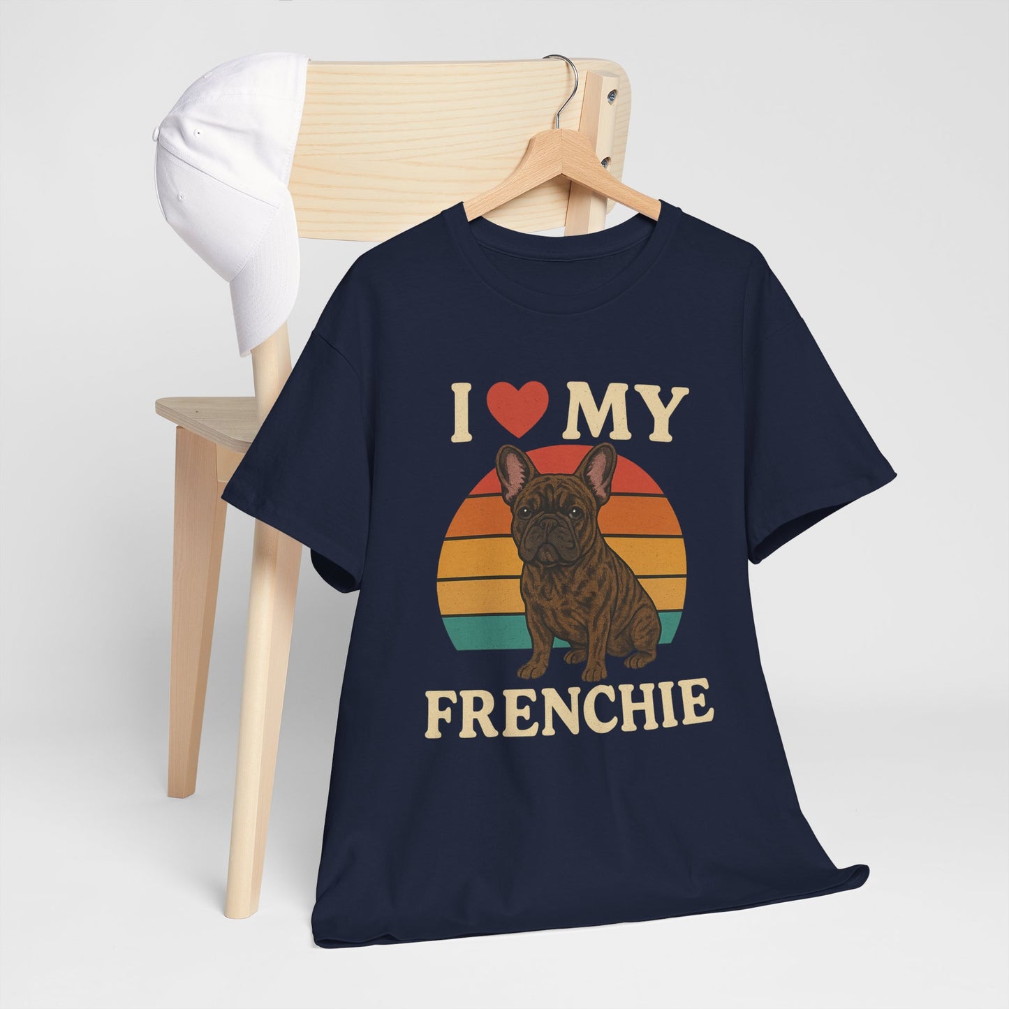I Love My Frenchie T-Shirt | Retro French Bulldog Tee | Vintage Dog Lover Gift | Frenchie Mom & Dad Shirt | Brindle Bulldog Graphic Top