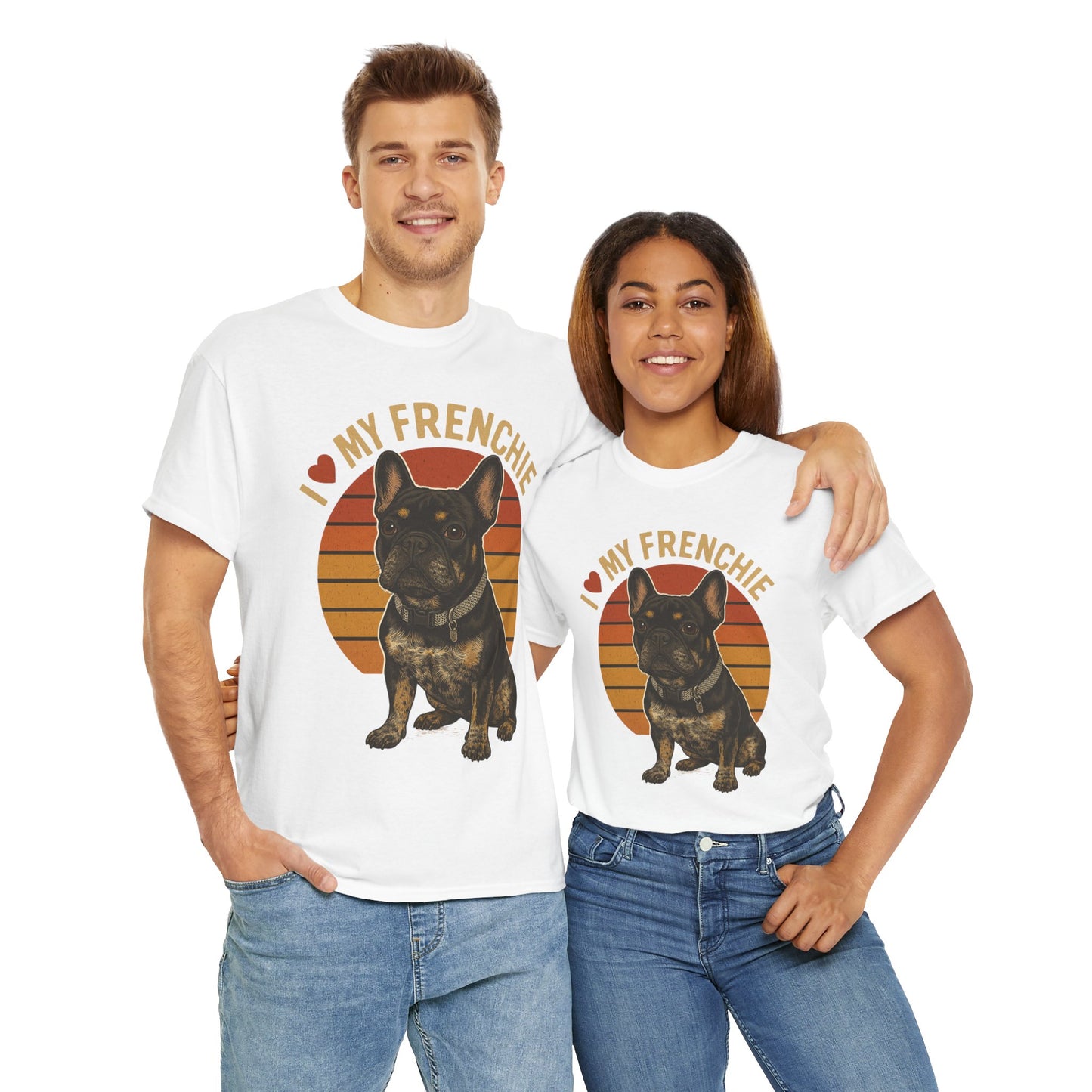 I Love My Frenchie T-Shirt | Retro French Bulldog Tee | Black & Tan Frenchie Gift | Vintage Dog Lover Shirt for Frenchie Moms & Dads