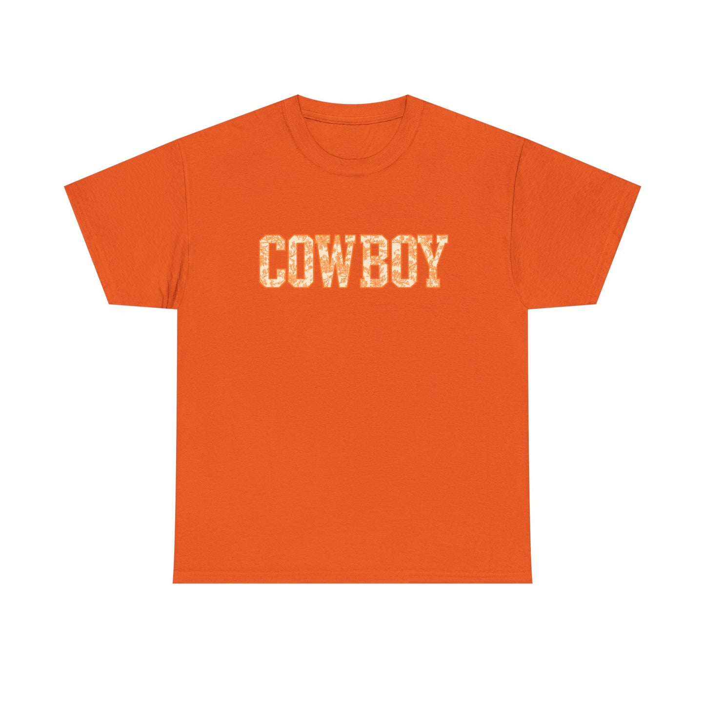 Cowboy Shirt | Western Graphic Tee | Orange Cowboy Typography Shirt | Oklahoma Football Tee | Country Style Cowboy Fan Gift