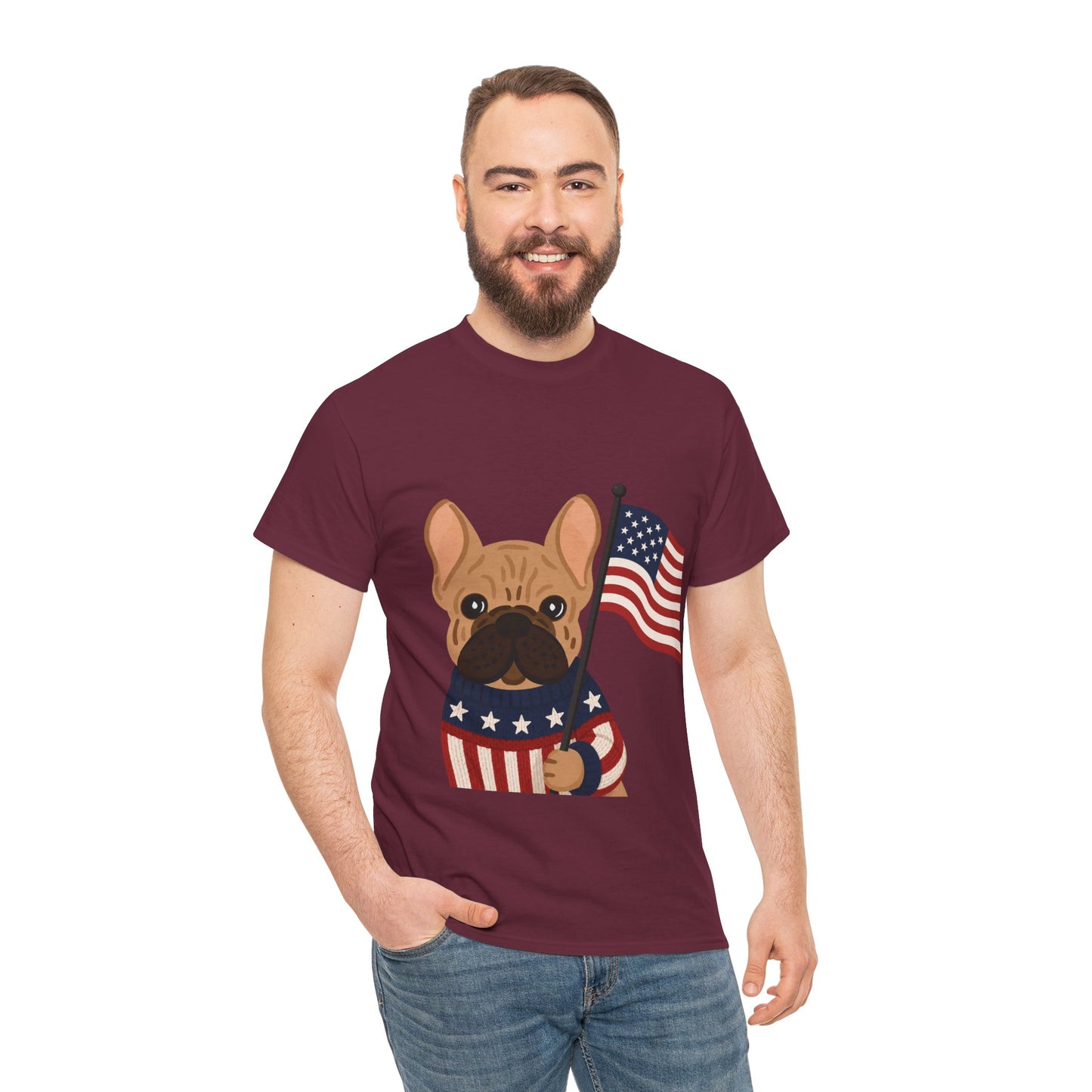Patriotic French Bulldog Shirt, American Flag Frenchie Tee, Fourth of July Dog Lover Shirt, USA French Bulldog Gift, Patriotic Puppy Sweater Tee