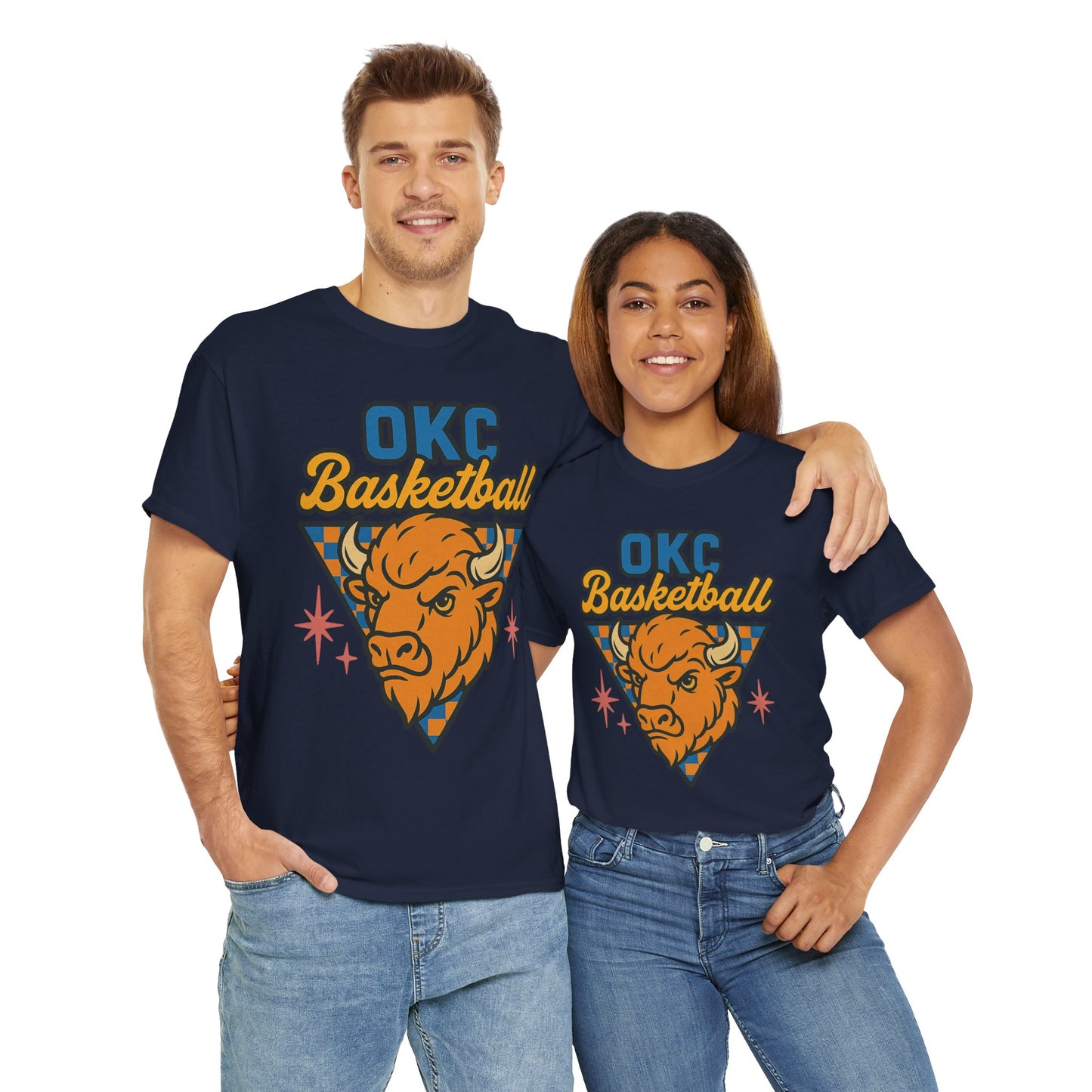 OKC Basketball Bison T-Shirt | Oklahoma City Retro Basketball Tee | Thunder Style Shirt | OKC Fan Gift | Vintage Sports Graphic