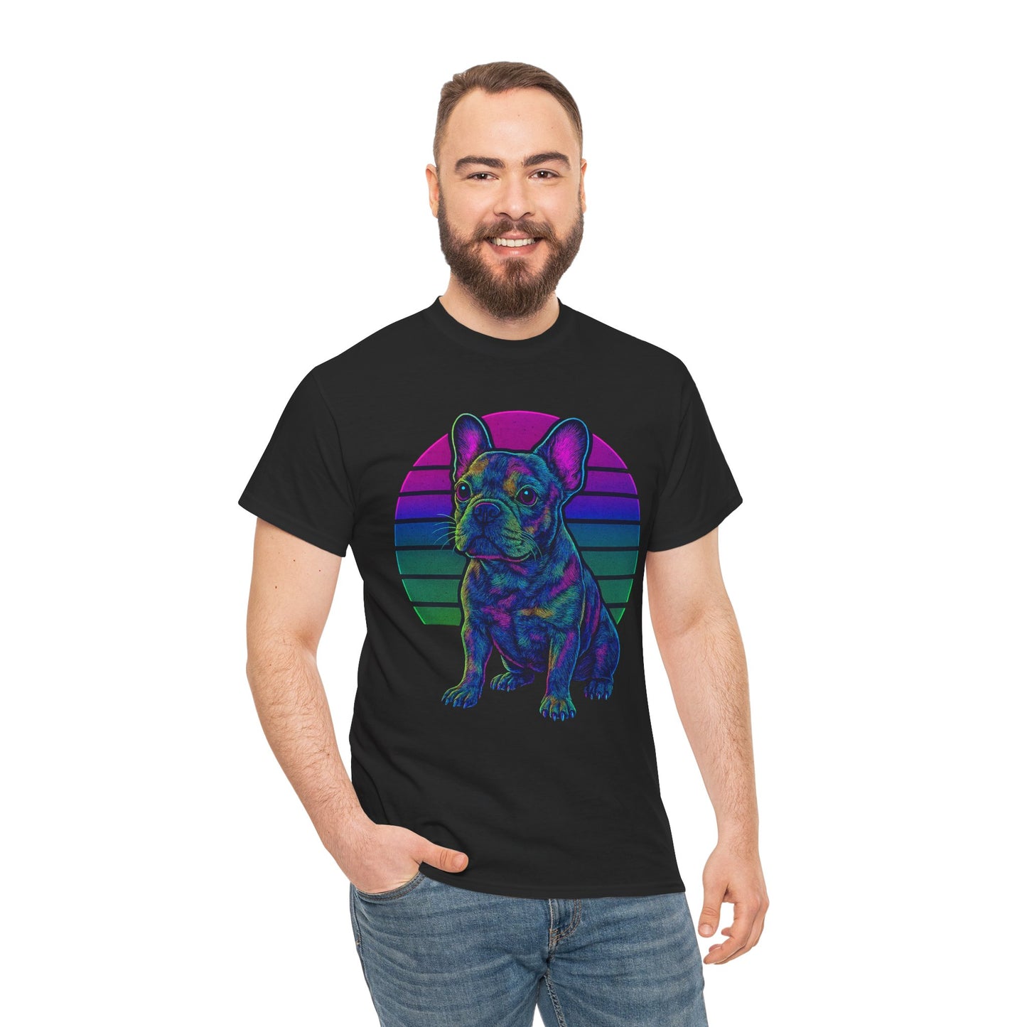Neon French Bulldog T-Shirt | Retro 80s Frenchie Tee | Colorful Dog Lover Shirt | Electric Frenchie Gift for Men & Women
