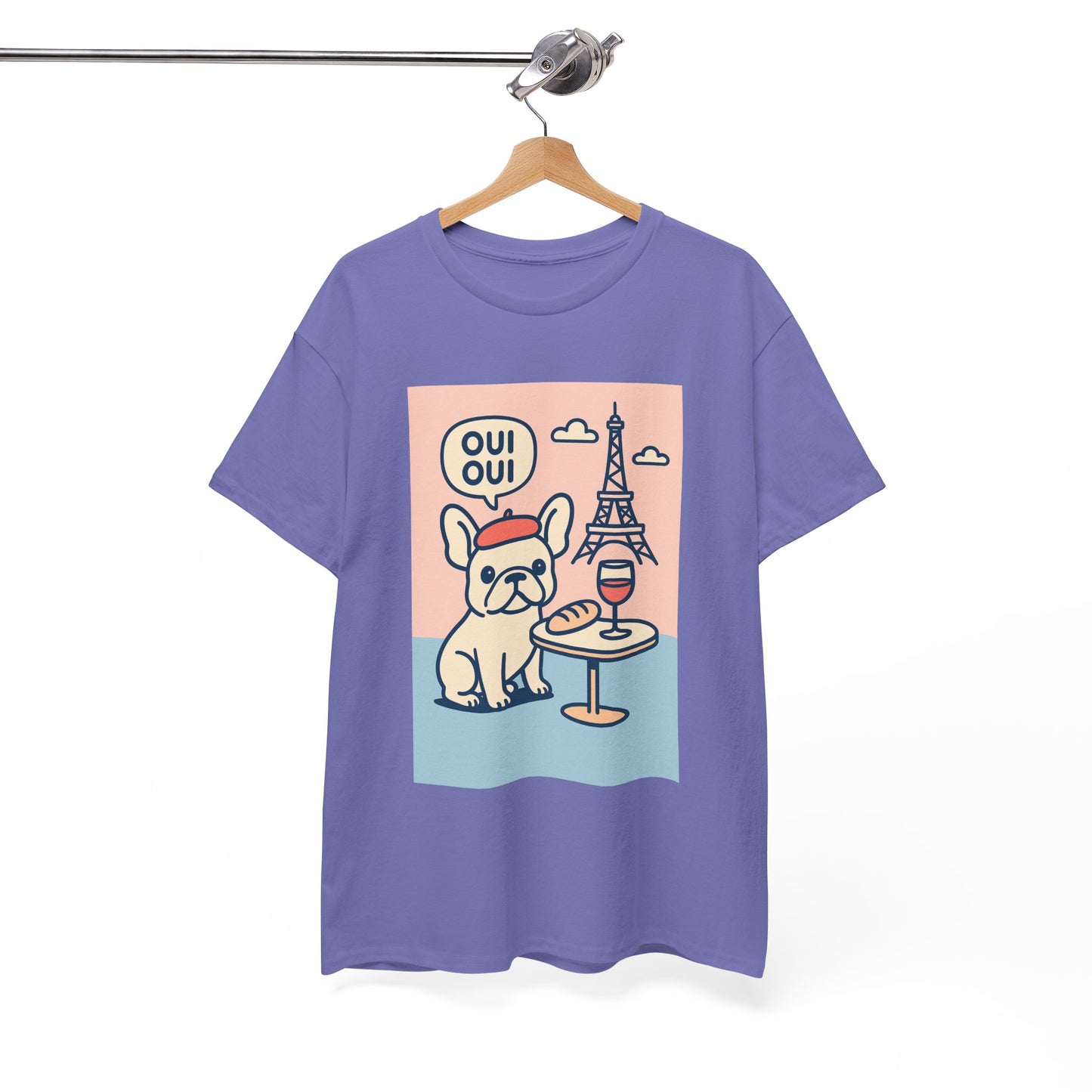 Oui Oui Frenchie Paris T-Shirt – Cute French Bulldog Café Tee, Paris Dog Lover Shirt, Beret & Baguette Graphic, French Bulldog Gift for Women & Men
