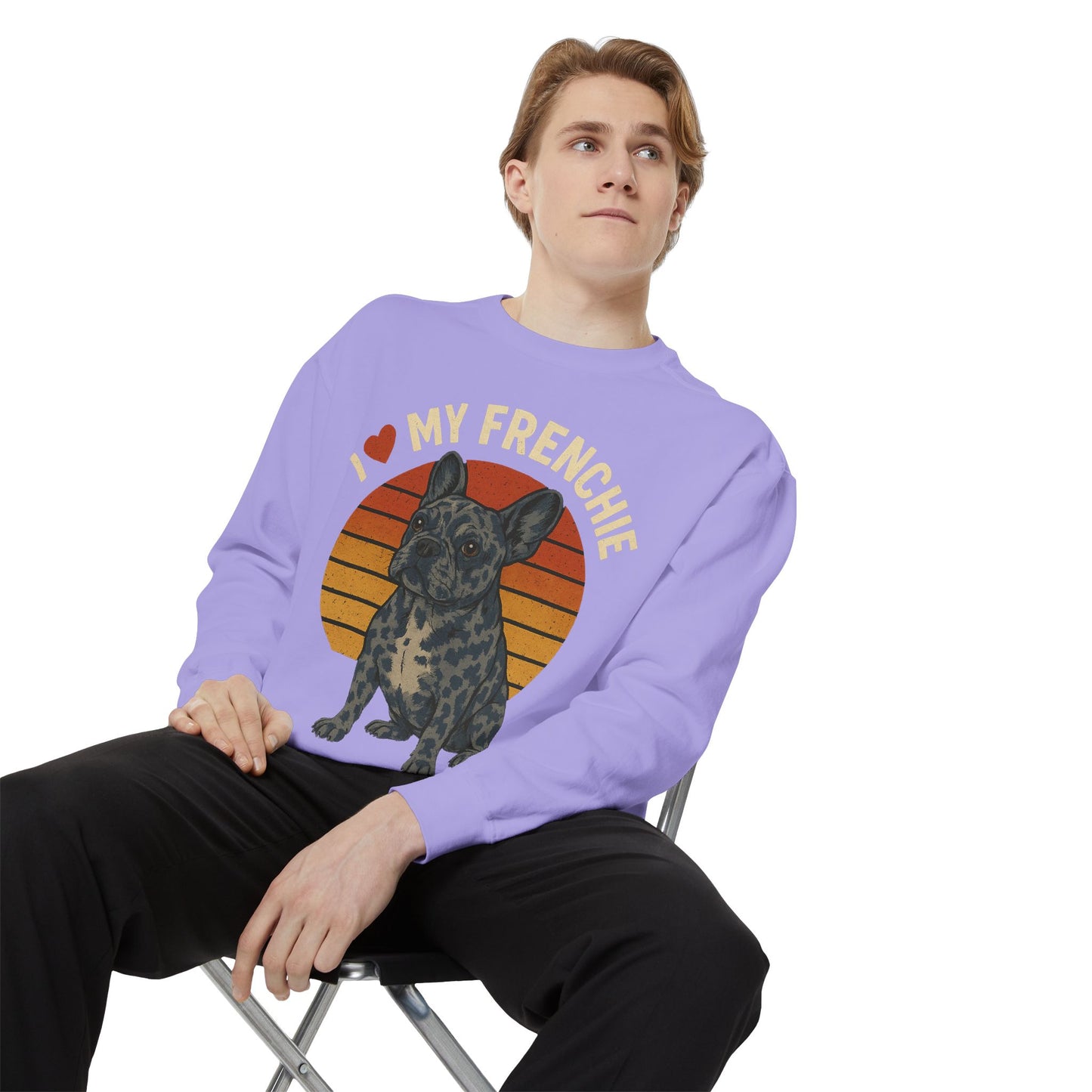 Retro Merle French Bulldog Pullover | Vintage Frenchie Sweatshirt | Cute Dog Lover Gift | Unisex Cozy French Bulldog Sweater