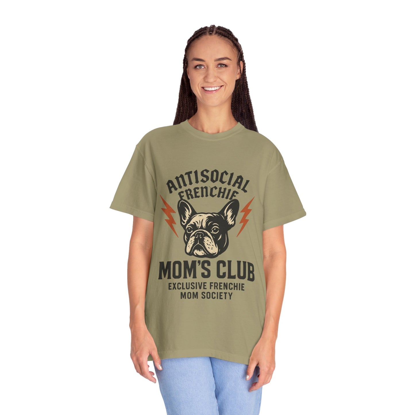 Antisocial Frenchie Mom’s Club Shirt – Retro French Bulldog Mom Tee, Funny Frenchie Lover Gift, Vintage Dog Mom Graphic T-Shirt