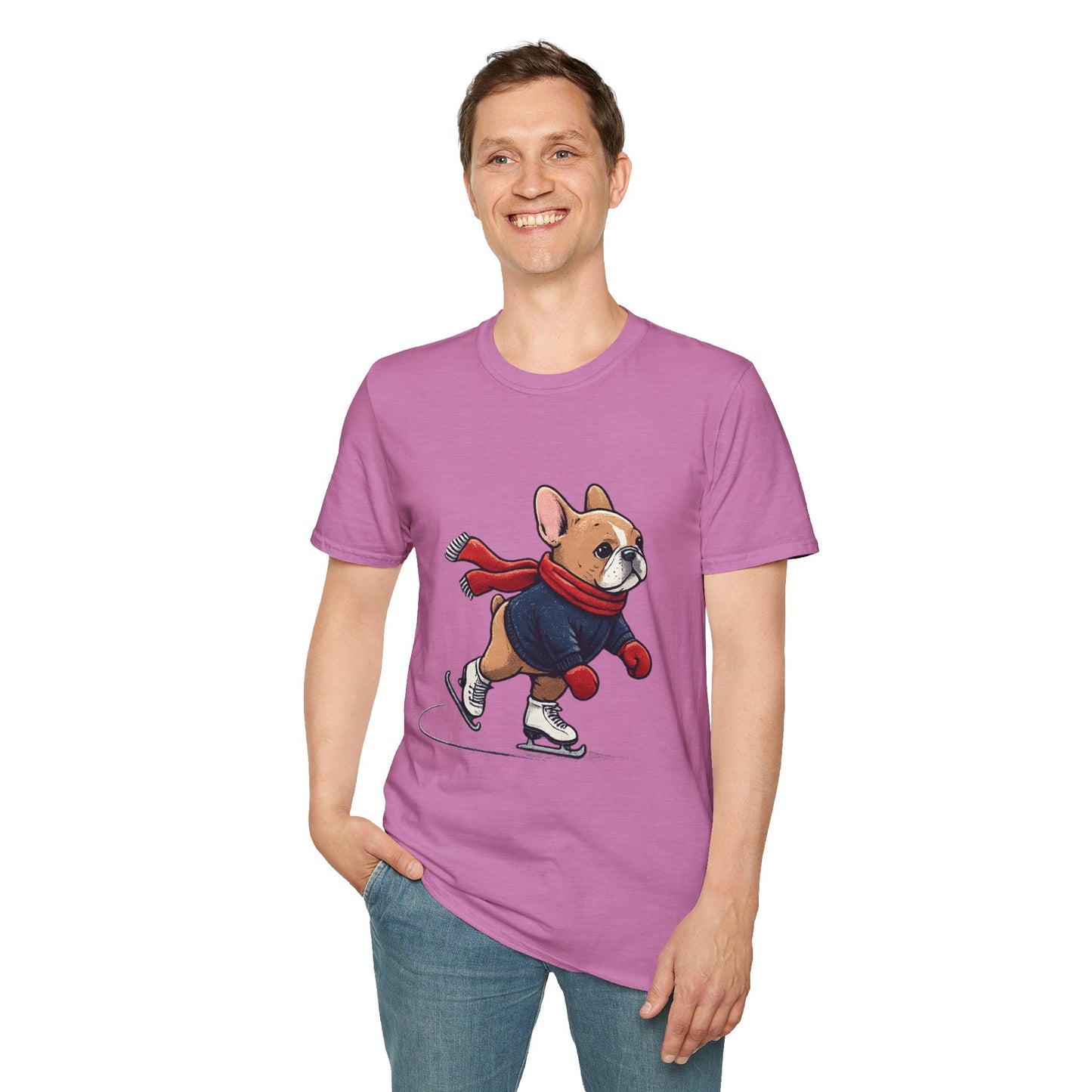 French Bulldog Ice Skating Shirt – Cute Winter Frenchie Tee, Holiday Dog Lover Gift, Skating Frenchie T-Shirt, Cozy Winter Puppy Graphic Tee
