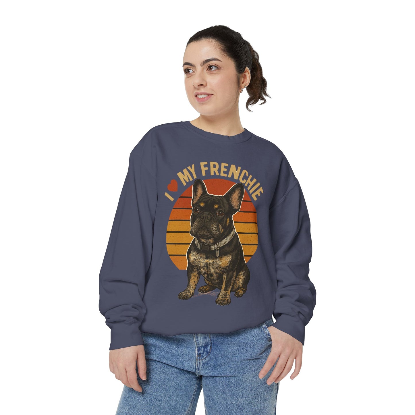 I Love My Frenchie Sweatshirt | Retro French Bulldog Pullover | Vintage Dog Lover Crewneck | Frenchie Mom & Dad Gift