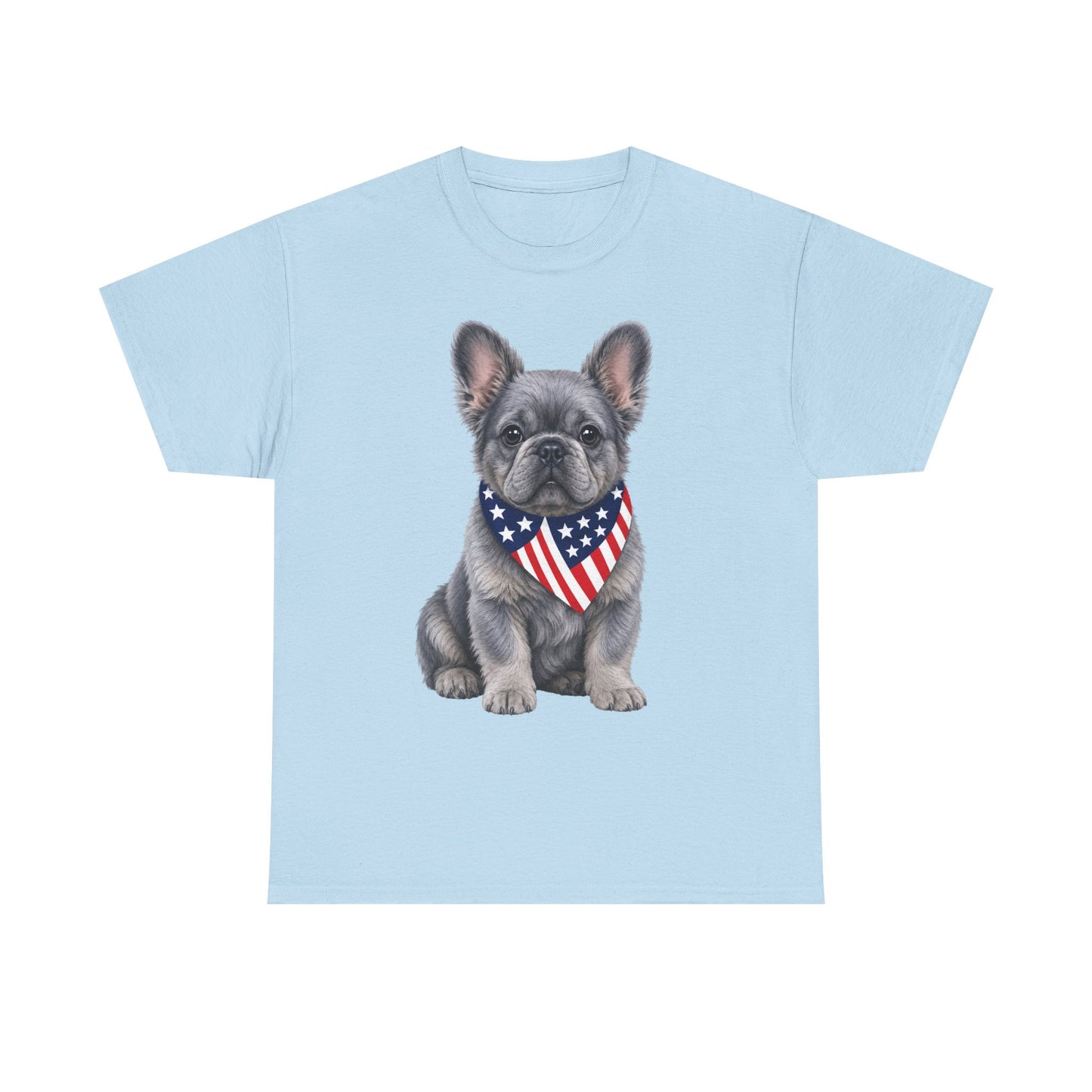 Patriotic Fluffy French Bulldog Shirt, Fluffy Frenchie American Flag Tee, Fourth of July Dog Lover Shirt, USA Fluffy Frenchie Gift