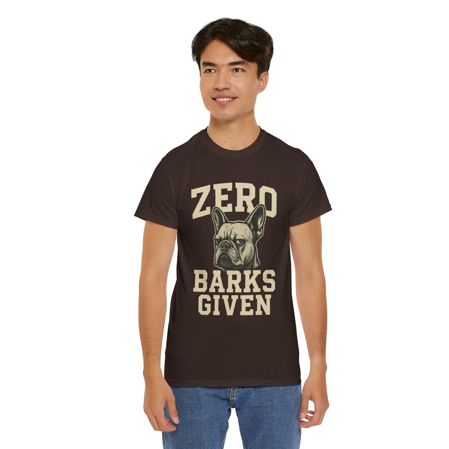 Zero Barks Given Frenchie T-Shirt – Funny French Bulldog Tee, Grumpy Dog Humor Shirt, Frenchie Lover Gift, Dog Mom Graphic Tee, Vintage Style Dog Shirt