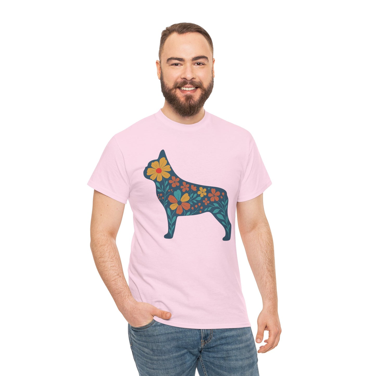 Floral Frenchie T-Shirt | Bright Flower French Bulldog Tee | Cute Dog Lover Shirt | Retro Pet Mom Gift | Boho Botanical Frenchie Graphic Tee