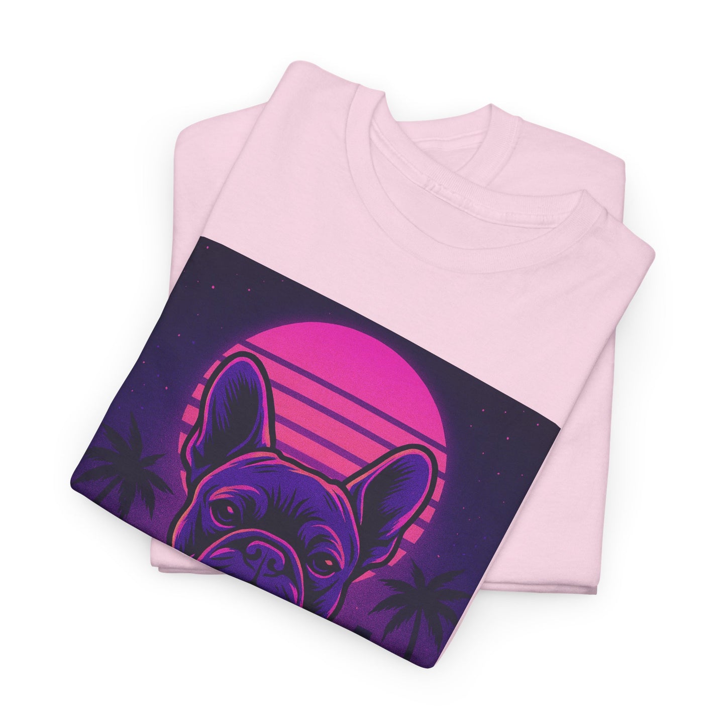 Vaporwave French Bulldog T-Shirt | Retro Neon Dog Tee | 80s Aesthetic Frenchie Shirt | Synthwave Graphic Tee | Cool Gift for Pet Lovers
