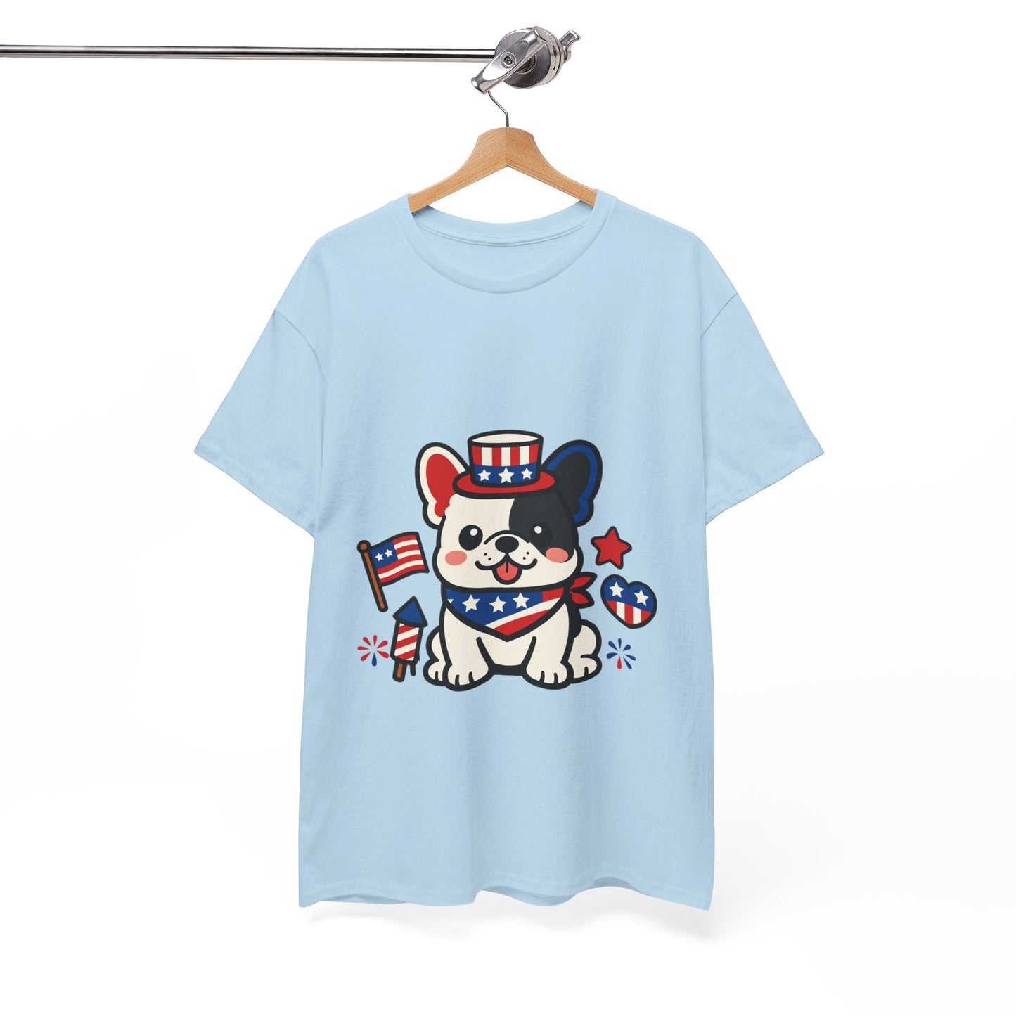 Cute Patriotic French Bulldog Shirt, Kawaii frenchie Fourth of July Tee, American Flag Puppy Shirt, USA Dog Lover Gift, Patriotic Frenchie