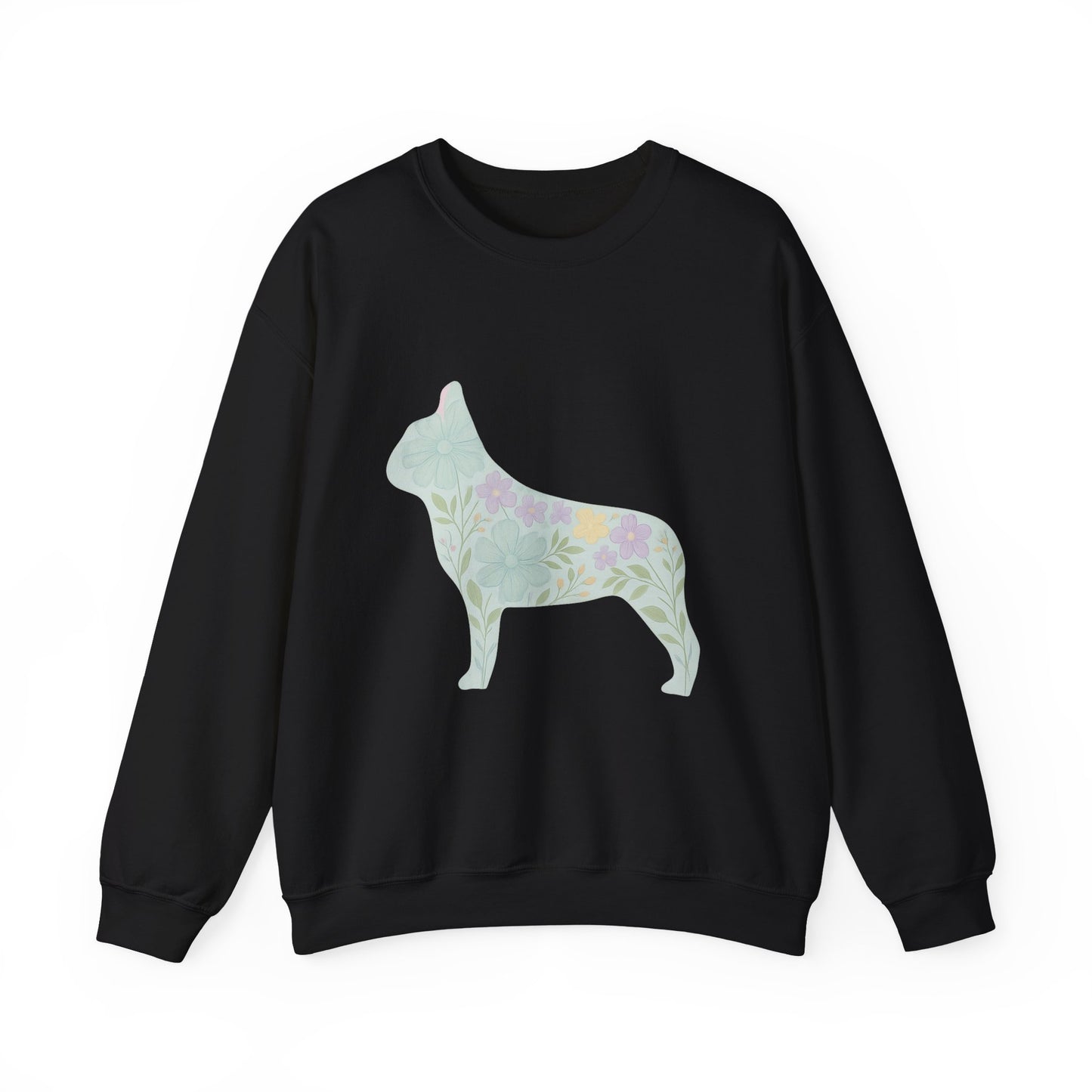 Floral Frenchie Sweatshirt | Pastel French Bulldog Pullover | Feminine Dog Lover Crewneck | Soft Pink Flower Silhouette Sweater