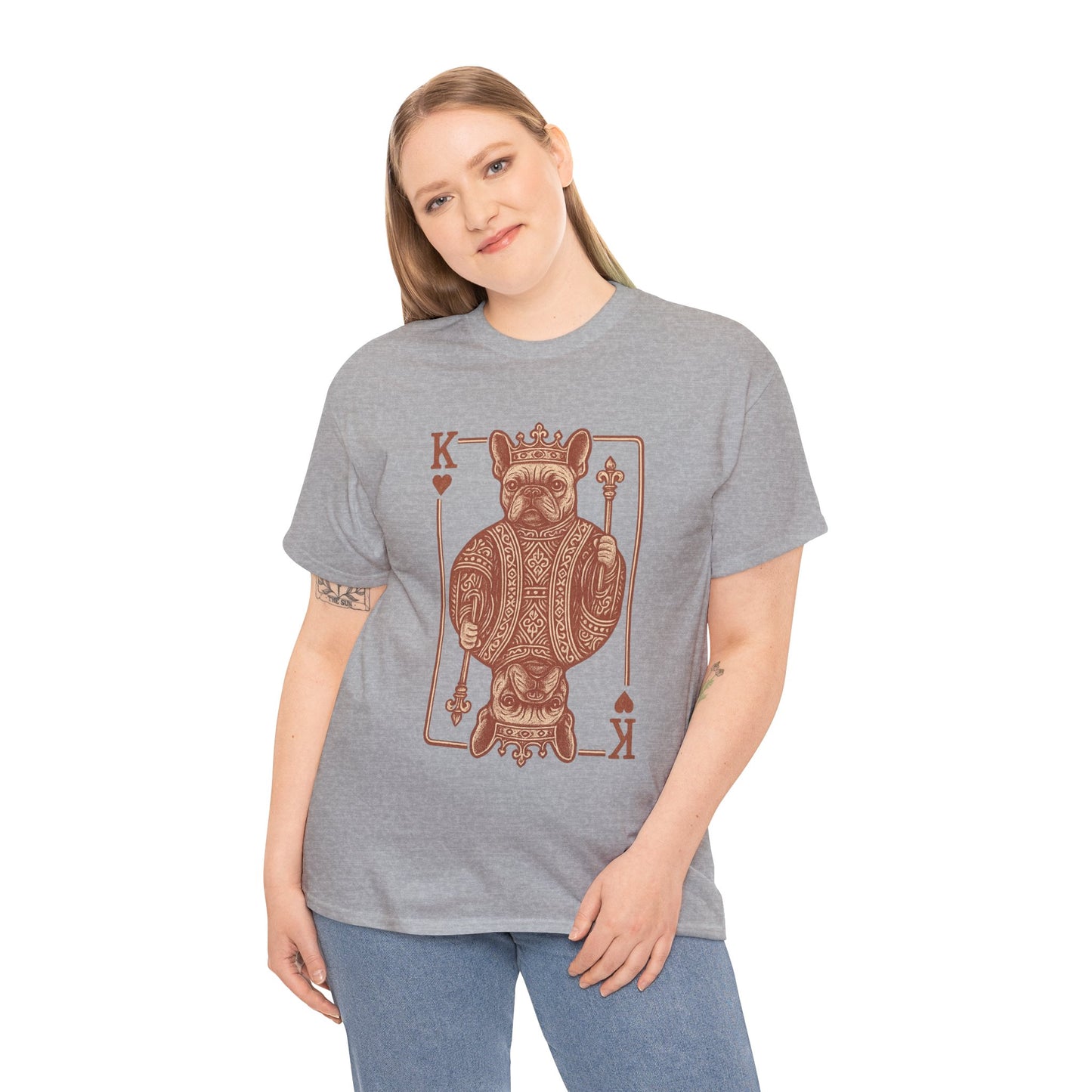 King French Bulldog Shirt, Frenchie Playing Card Tee, Royal Frenchie T-Shirt, Vintage French Bulldog Graphic Shirt, Dog Lover Gift, King of Hearts Frenchie Tee