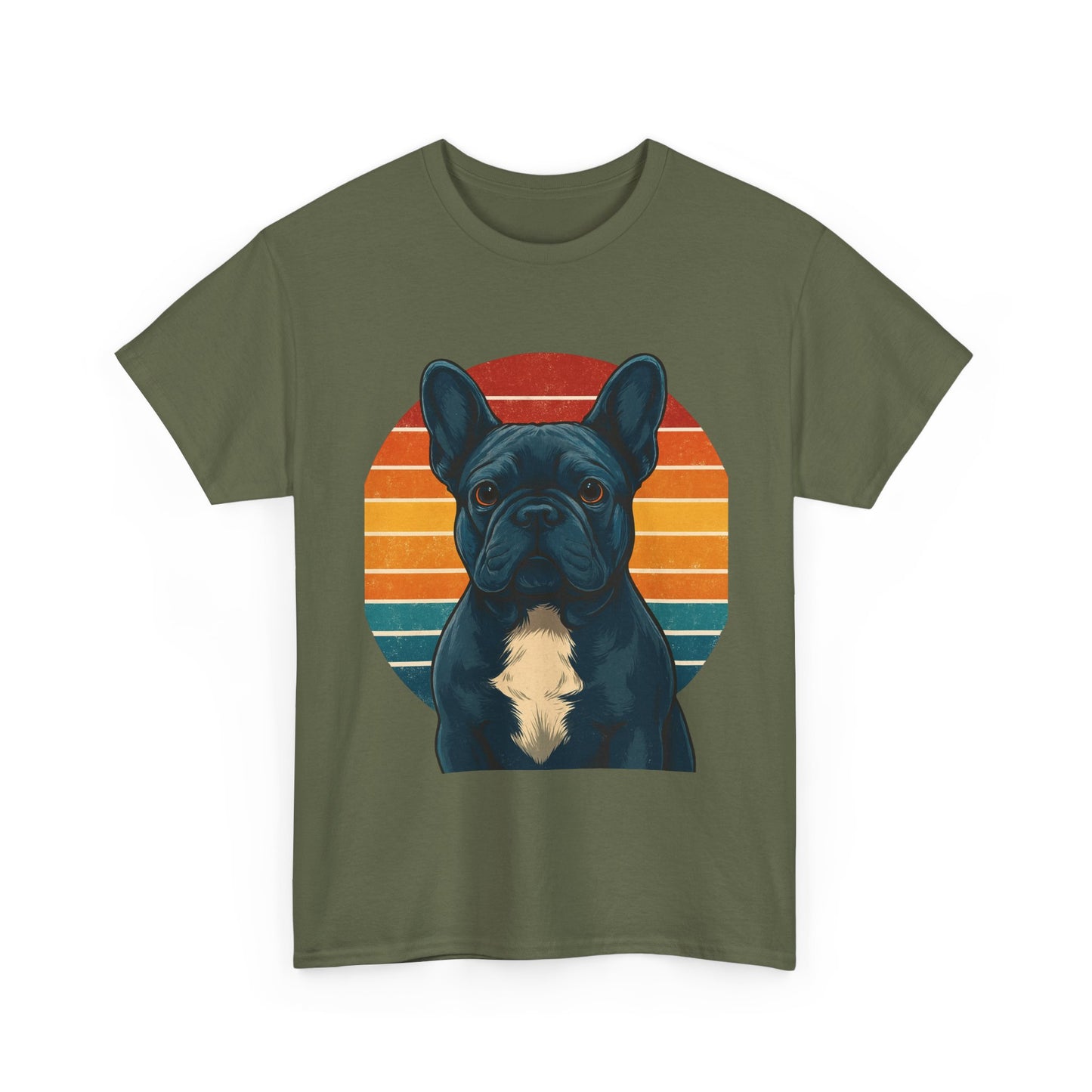 Retro Blue French Bulldog T-Shirt | Vintage Frenchie Dog Tee | 70s Sunset Graphic Shirt | Frenchie Lover Gift | Cute Pet Owner Apparel