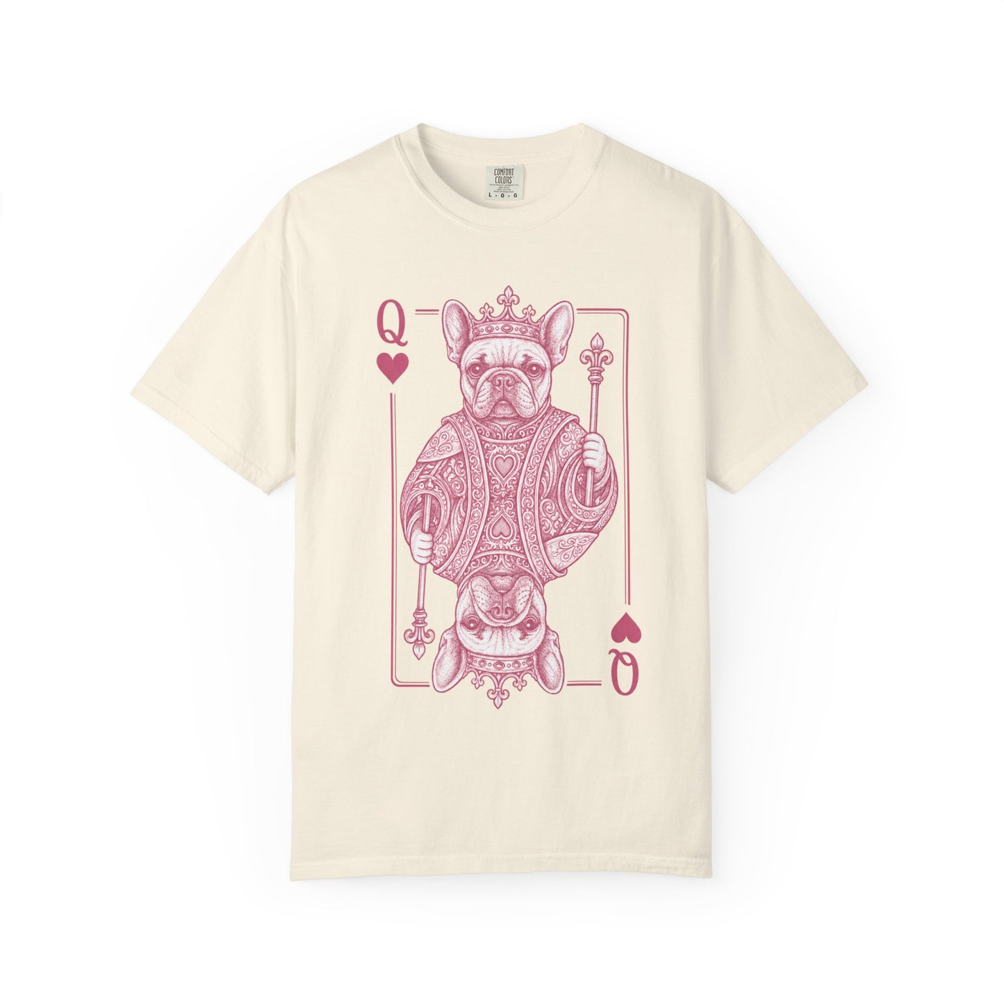 Queen of Hearts French Bulldog Shirt, Frenchie Queen Playing Card Tee, Dog Mom Gift, Cute French Bulldog Graphic Shirt, Royal Frenchie T-Shirt