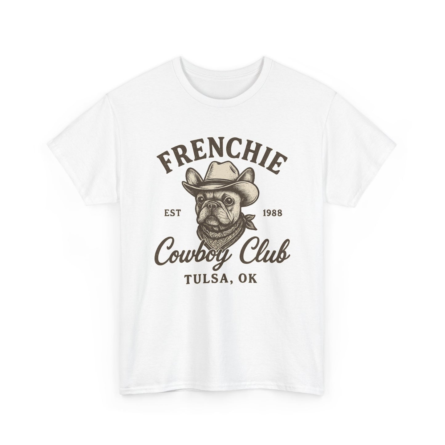 Frenchie Cowboy Club T-Shirt | Western French Bulldog Tee | Tulsa Oklahoma Dog Lover Shirt | Vintage Cowboy Graphic | Country Pet Gift