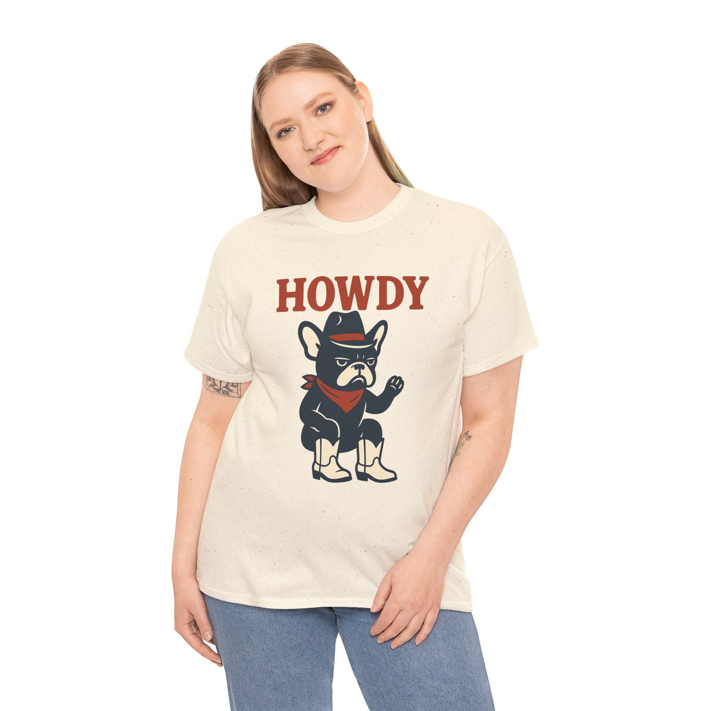 Howdy Frenchie T-Shirt | Cowboy French Bulldog Tee | Western Dog Lover Shirt | Cute Rodeo Pet Gift | Funny Frenchie Cowboy Graphic Tee