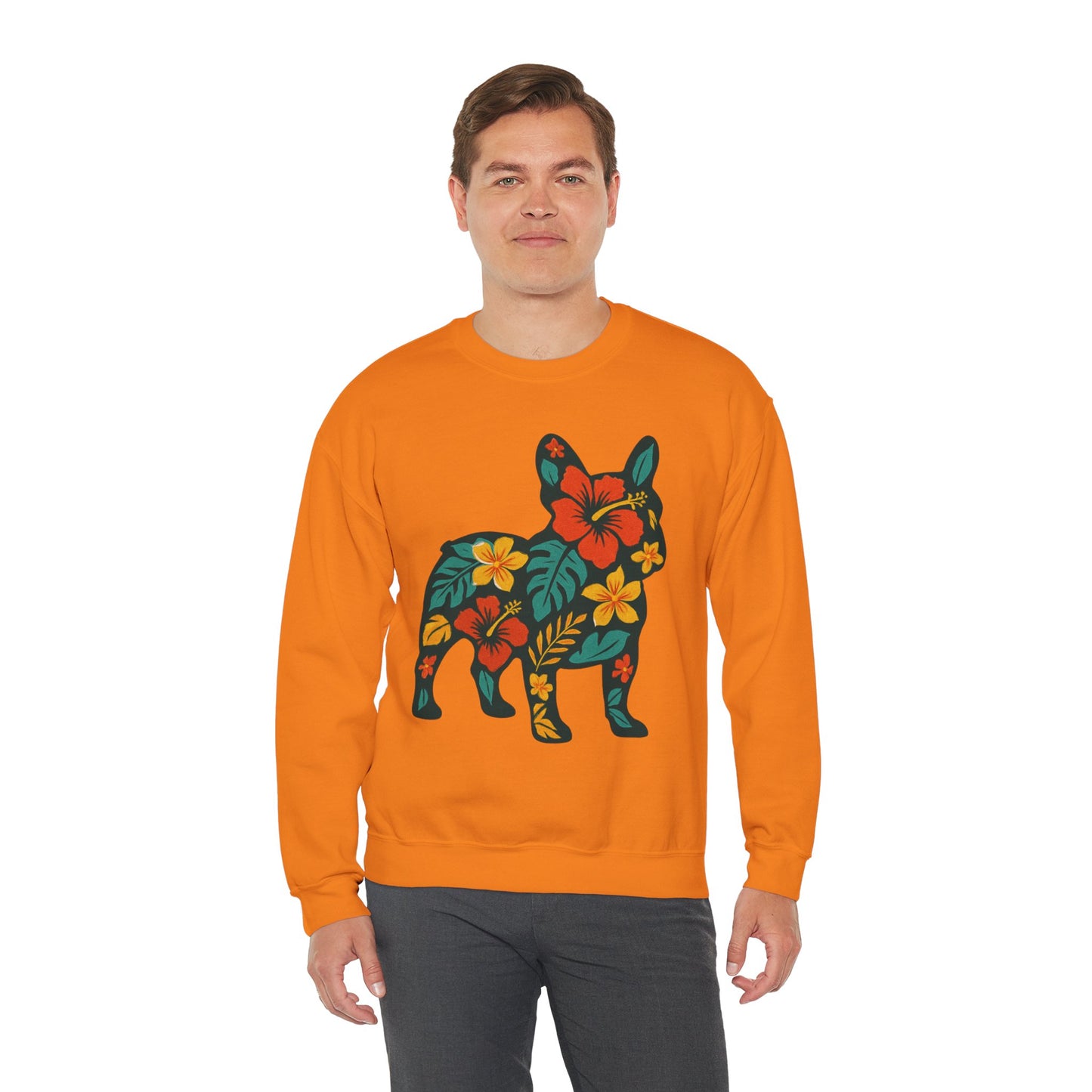 Hawaiian French Bulldog Sweatshirt | Tropical Floral Frenchie Sweater | Summer Dog Lover Gift | Cute Floral Frenchie Pullover