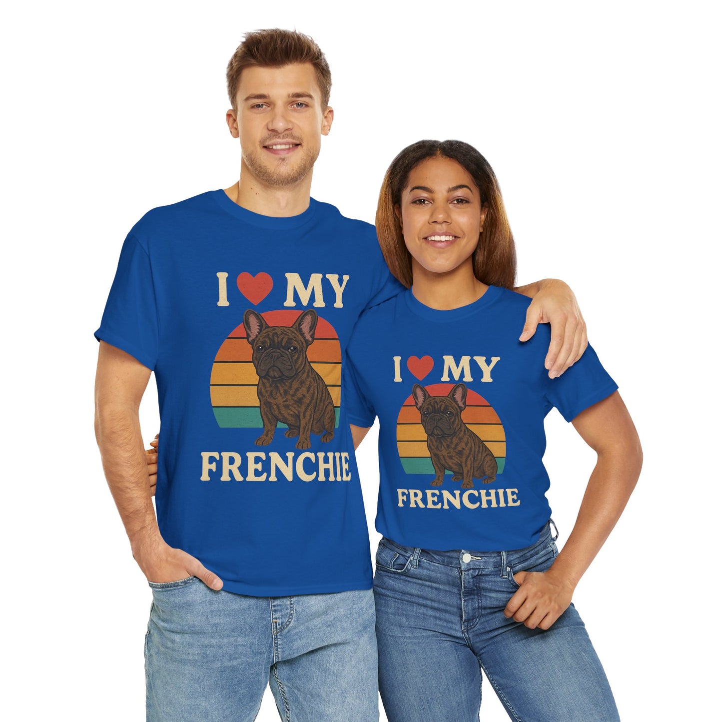 I Love My Frenchie T-Shirt | Retro French Bulldog Tee | Vintage Dog Lover Gift | Frenchie Mom & Dad Shirt | Brindle Bulldog Graphic Top