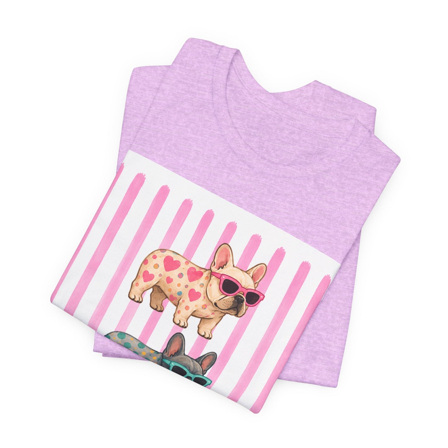 Cute French Bulldog Shirt, Pink Frenchie Sunglasses Tee, Colorful Frenchie Graphic Shirt, Dog Mom Gift, French Bulldog Lover T-Shirt