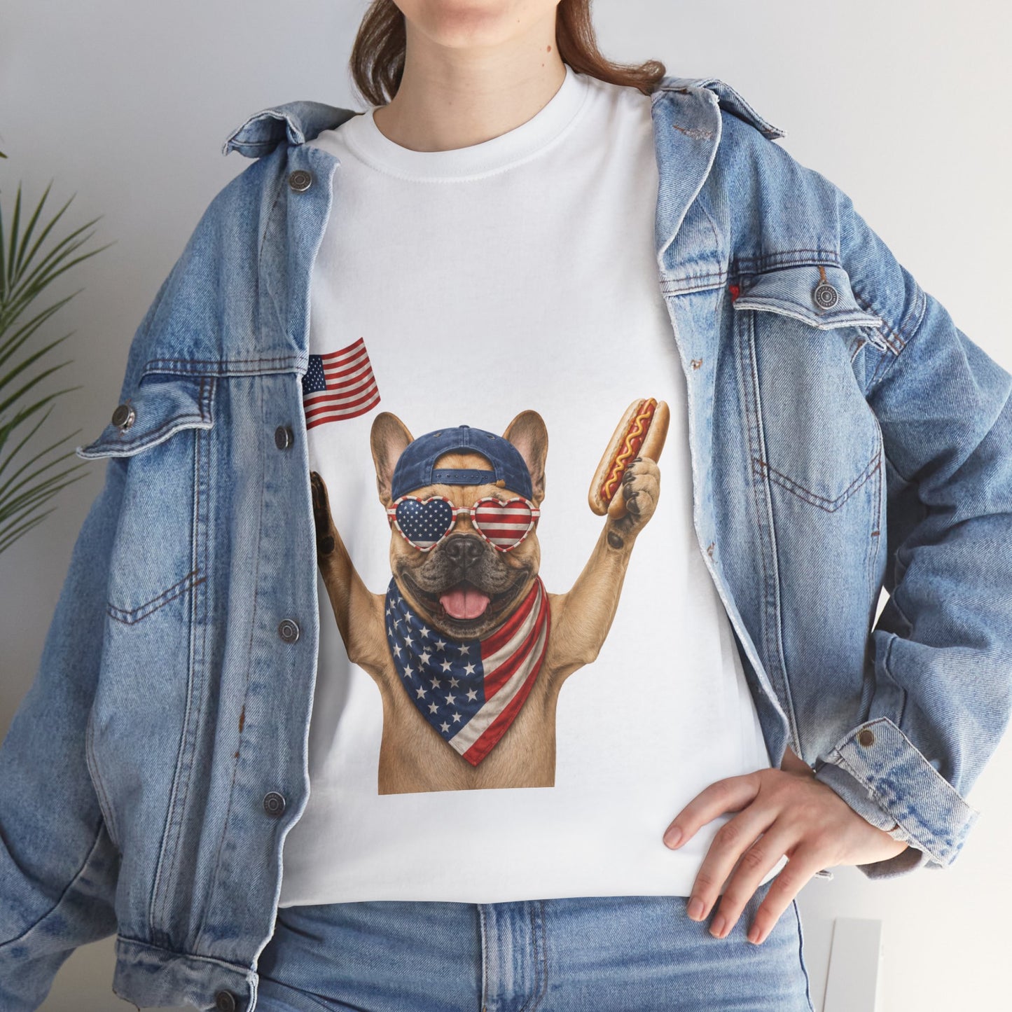 Patriotic French Bulldog Shirt, Funny Frenchie 4th of July Tee, American Flag Dog Shirt, Hot Dog French Bulldog Gift, USA Dog Lover Shirt