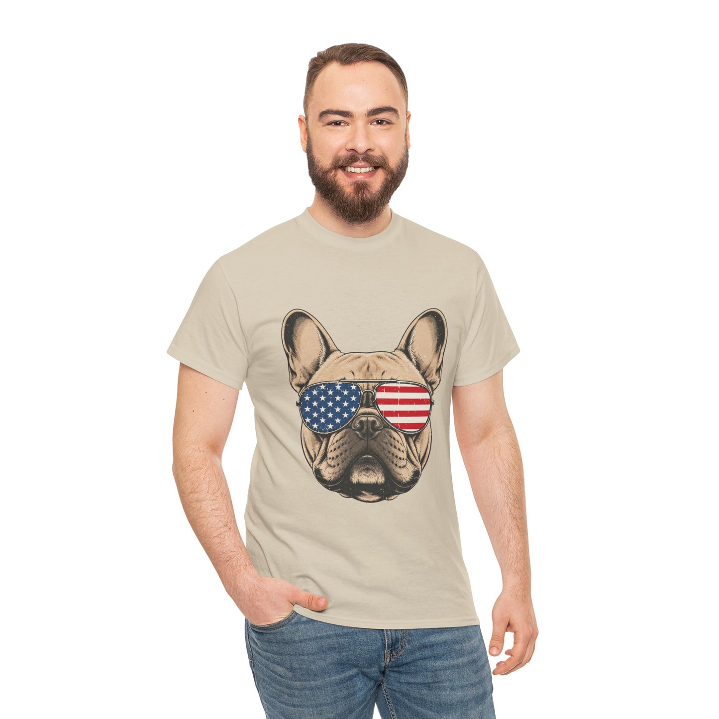 Patriotic French Bulldog Shirt, American Flag Sunglasses Frenchie Tee, Fourth of July Dog Lover Shirt, USA French Bulldog Gift