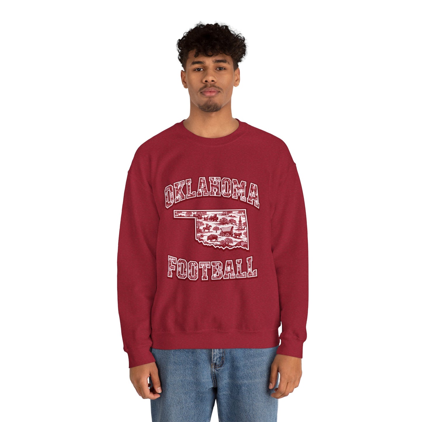 Oklahoma Football Sweatshirt, Oklahoma State Toile Crewneck, Crimson Game Day Sweatshirt, Oklahoma Fan Gift, Vintage Football Crewneck, sooner
